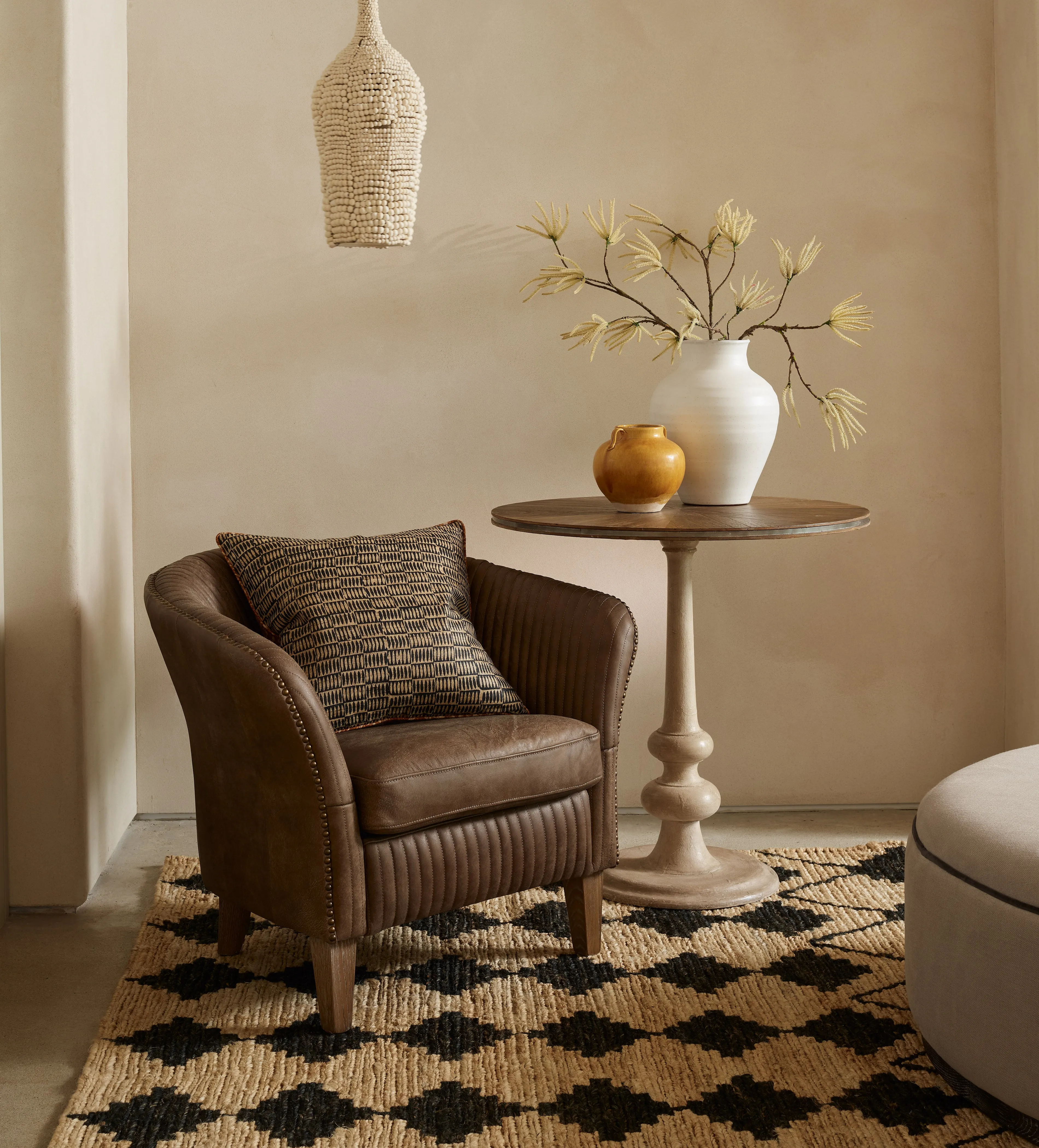 Crosby Leather Armchair with Studded Detail - Dark Vellum product