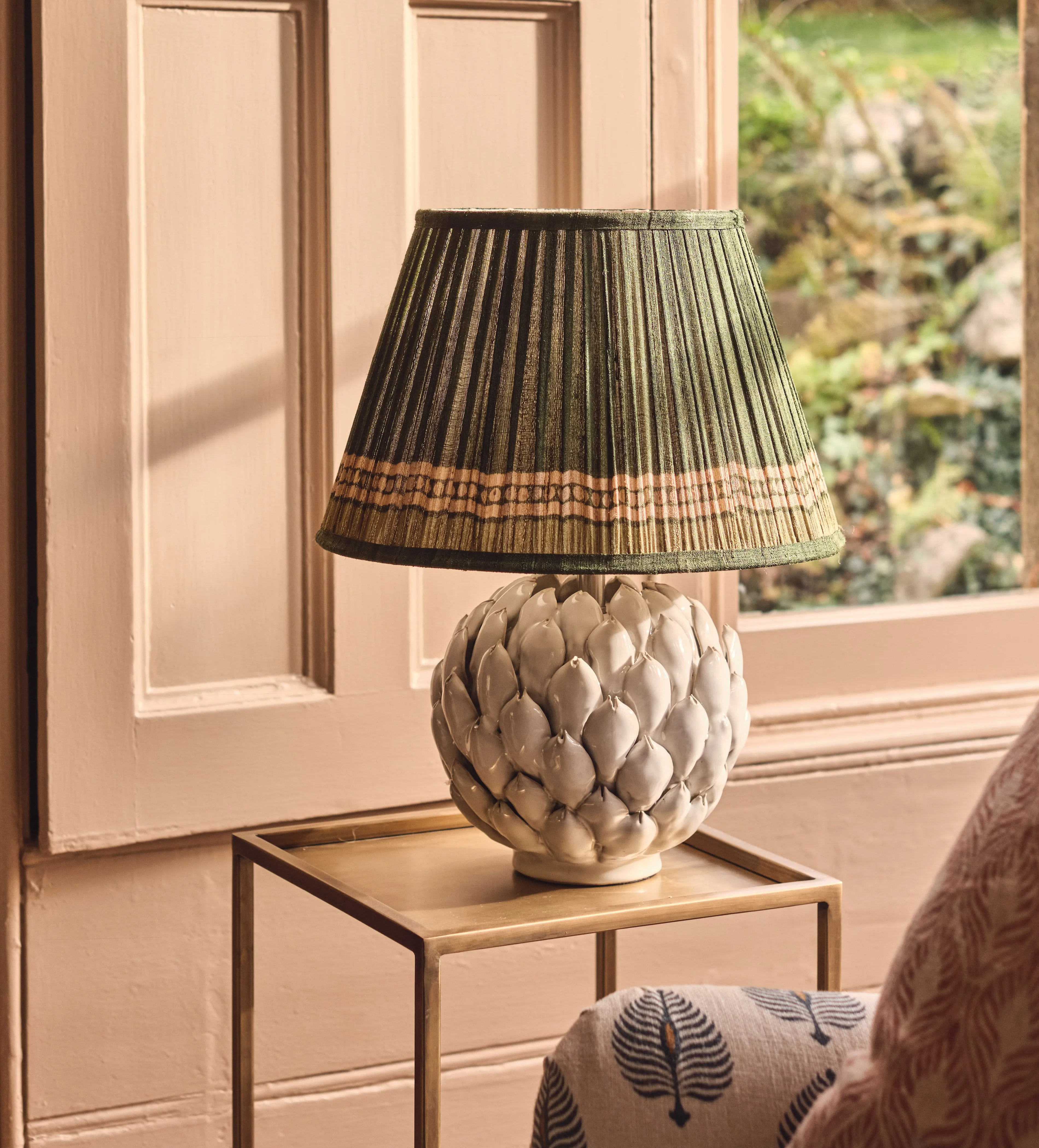 Longshan Silk Pleated Lampshade 35cm - Grey Green product
