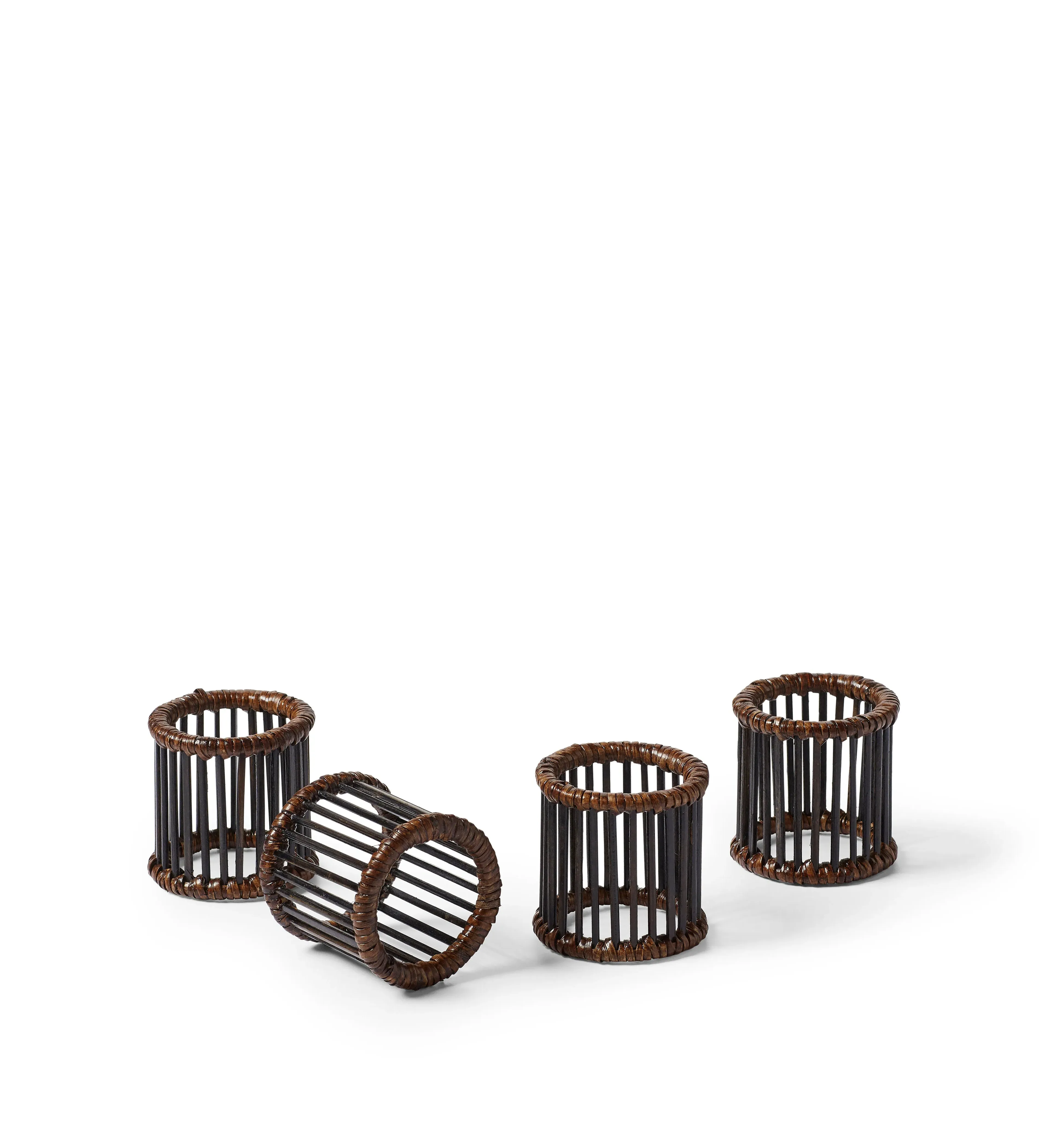 Mandalay Napkin Rings Set of Four - Antique Brown, Rattan by OKA, image 2