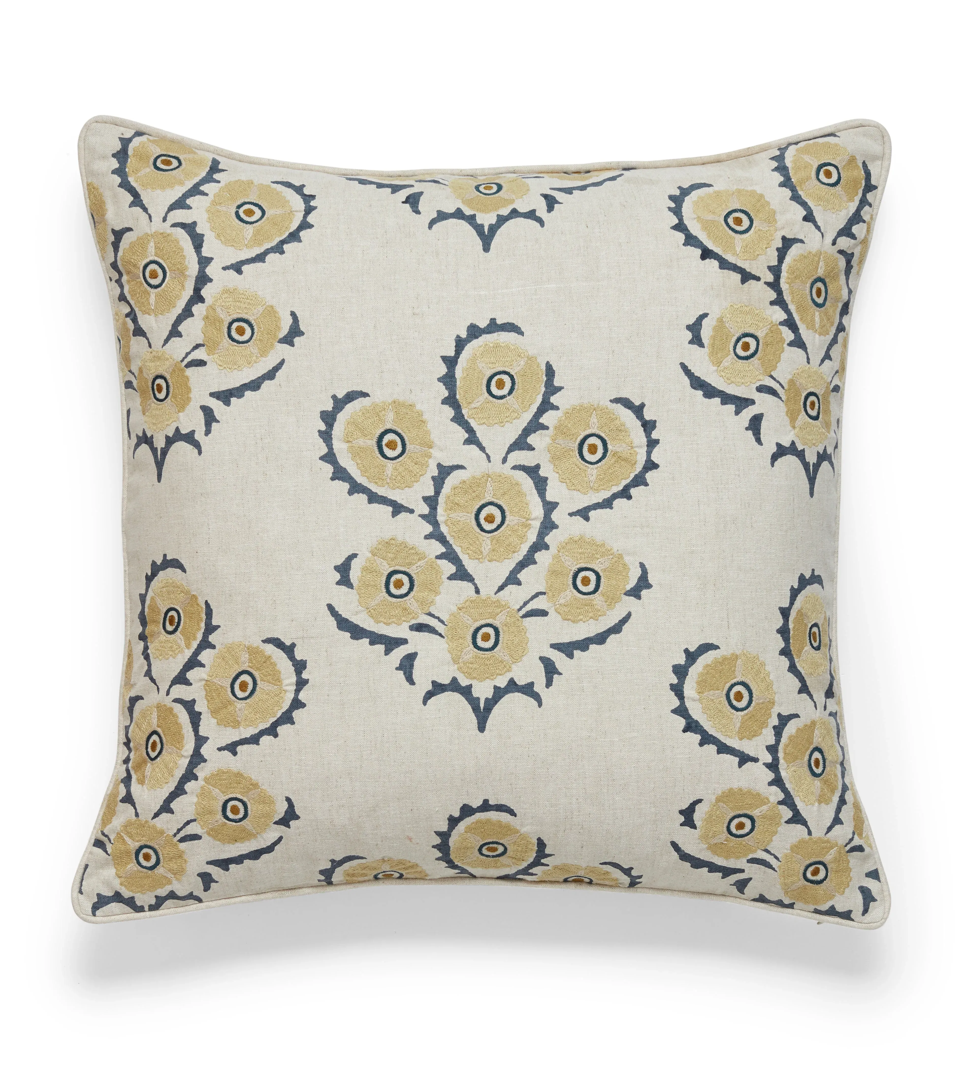 Memi Cushion Cover - Petrol/Ochre, Linen alternate view