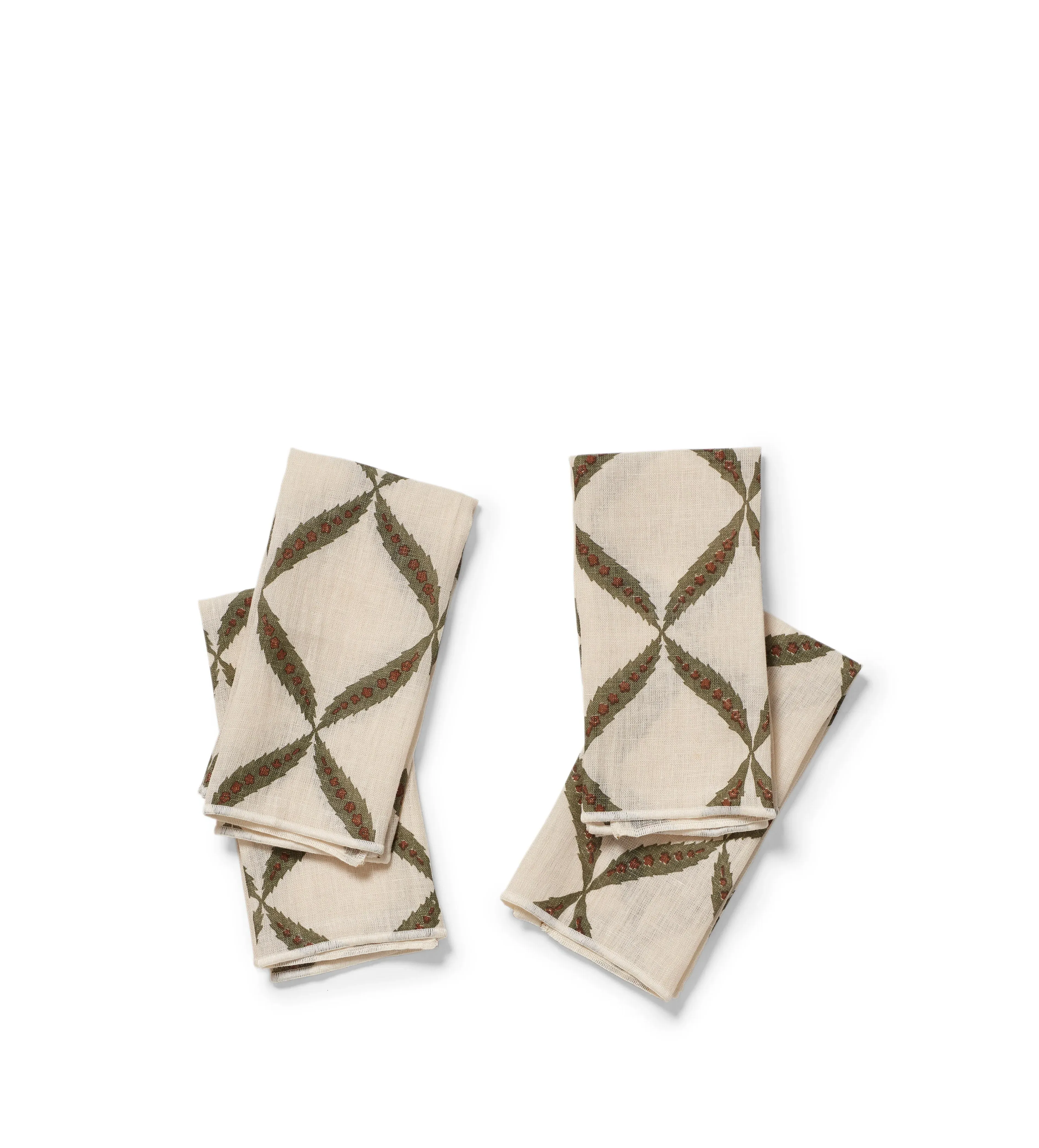 Nava Napkins Set of Four - Sage, Linen by OKA, image 2