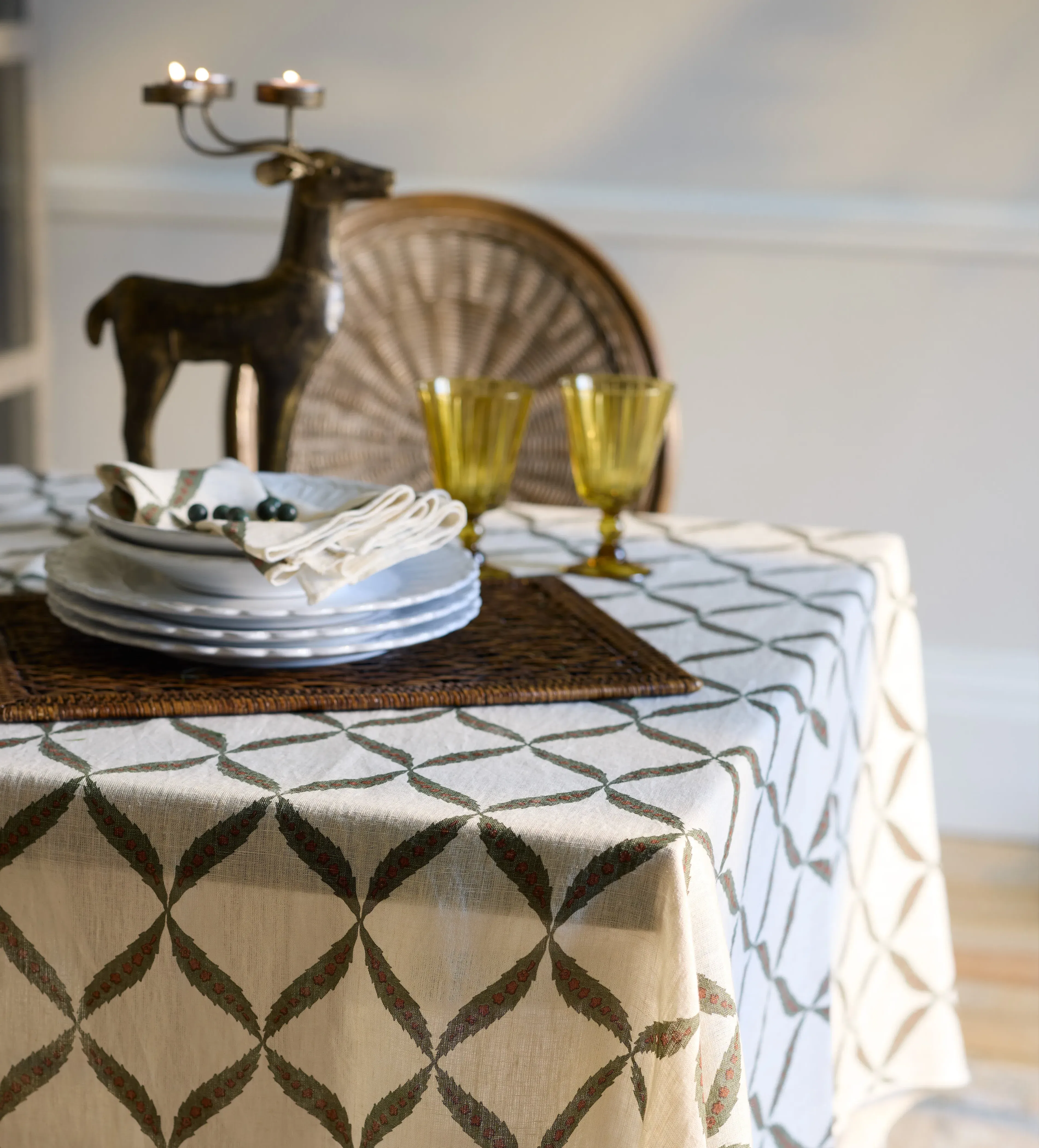 Nava Tablecloth - Sage, Linen by OKA