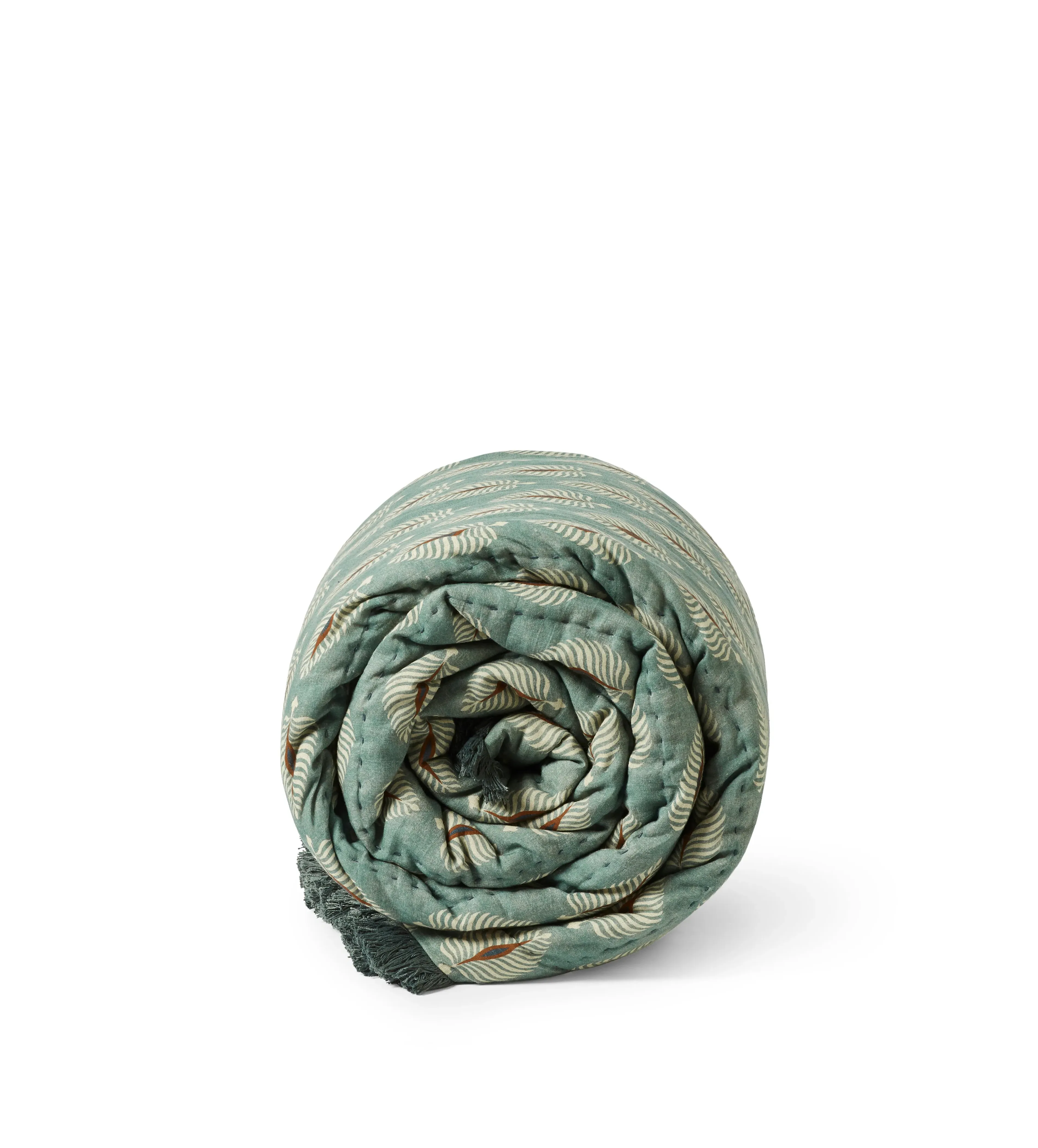 Ocellus Throw Quilt - Warm Seafoam, Cotton Linen alternate view