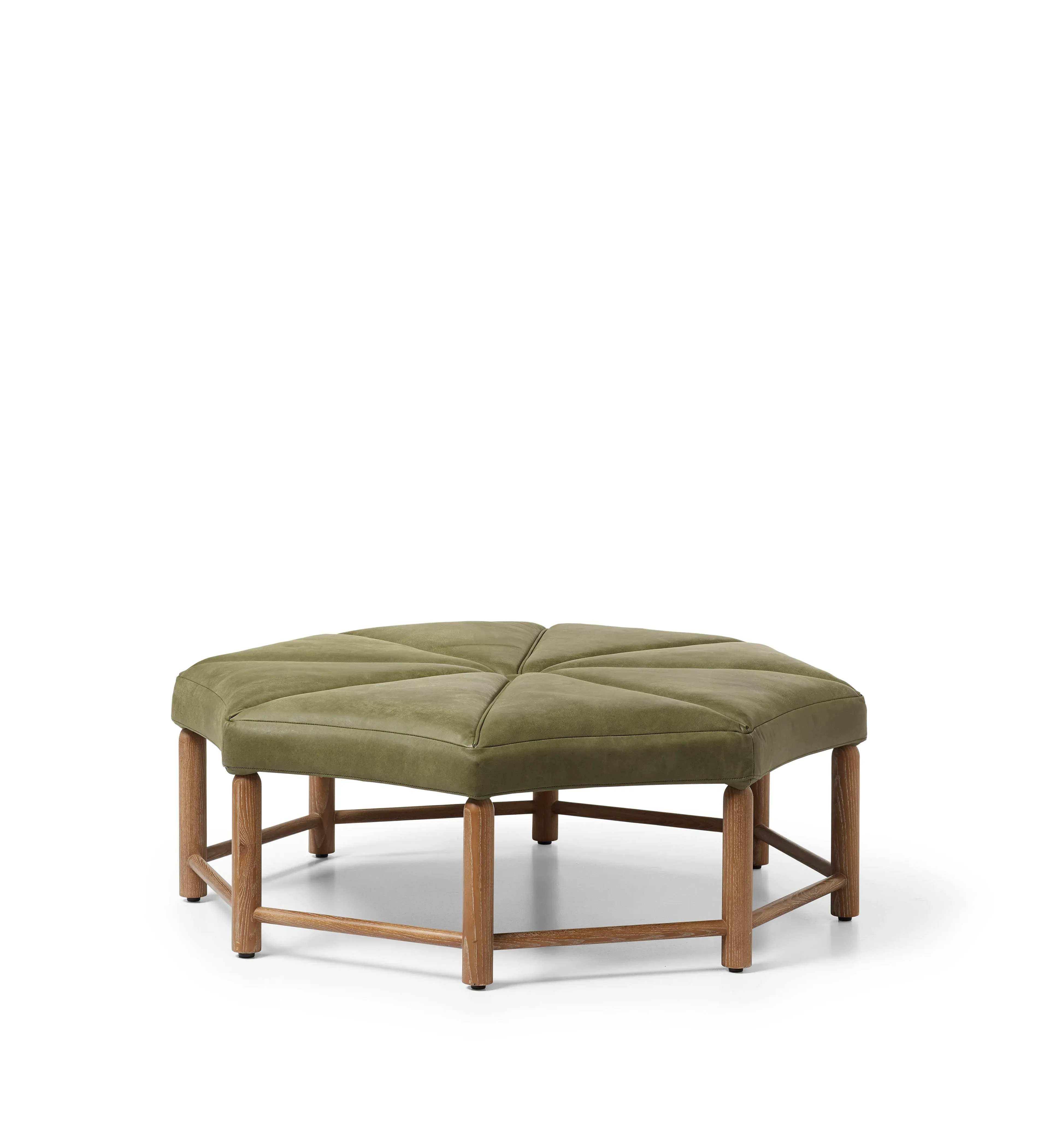 Ottagono Octagonal Leather Ottoman - Spruce alternate view