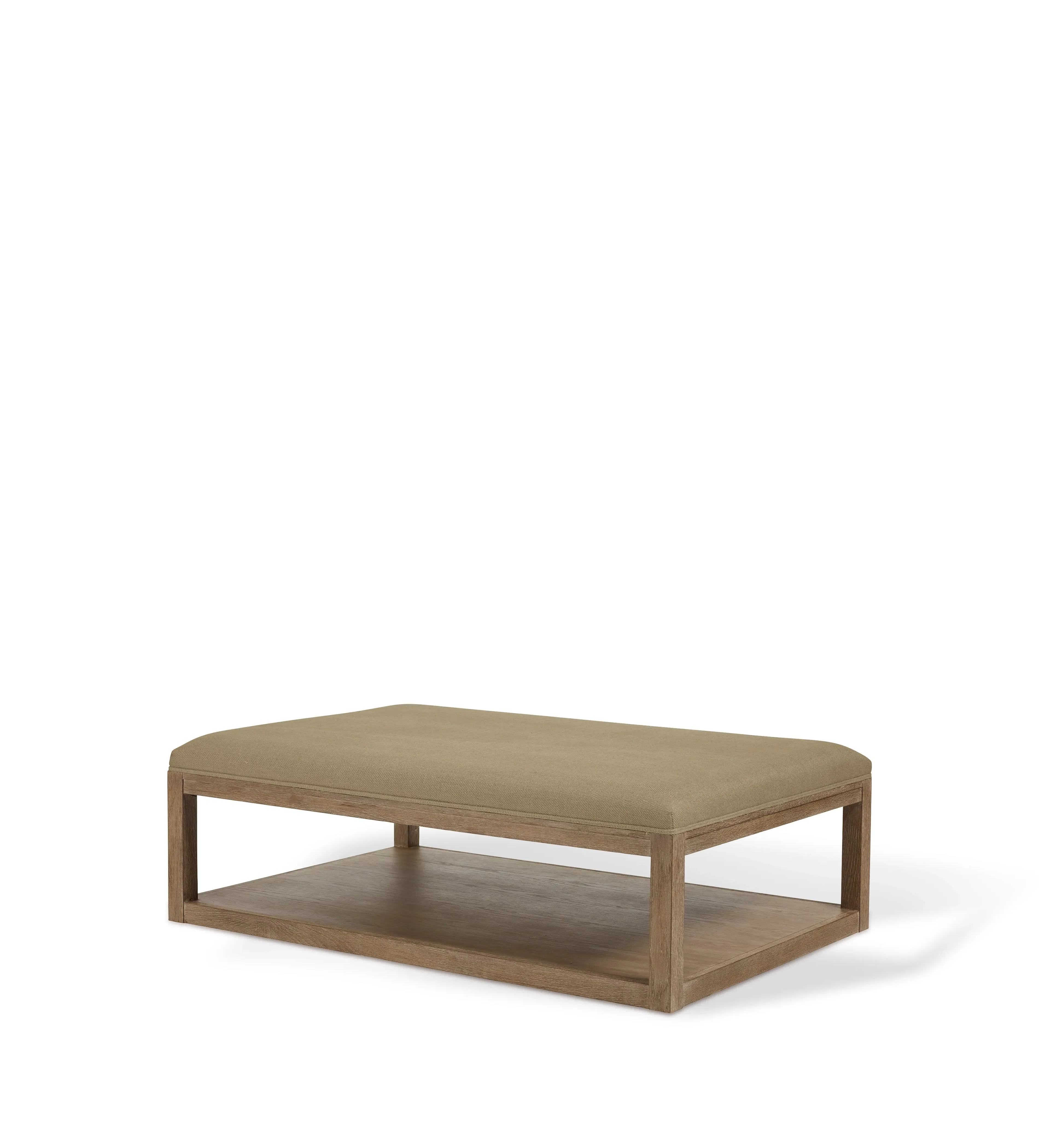 Glin Herringbone Linen Ottoman Coffee Table - Wild Oats alternate view