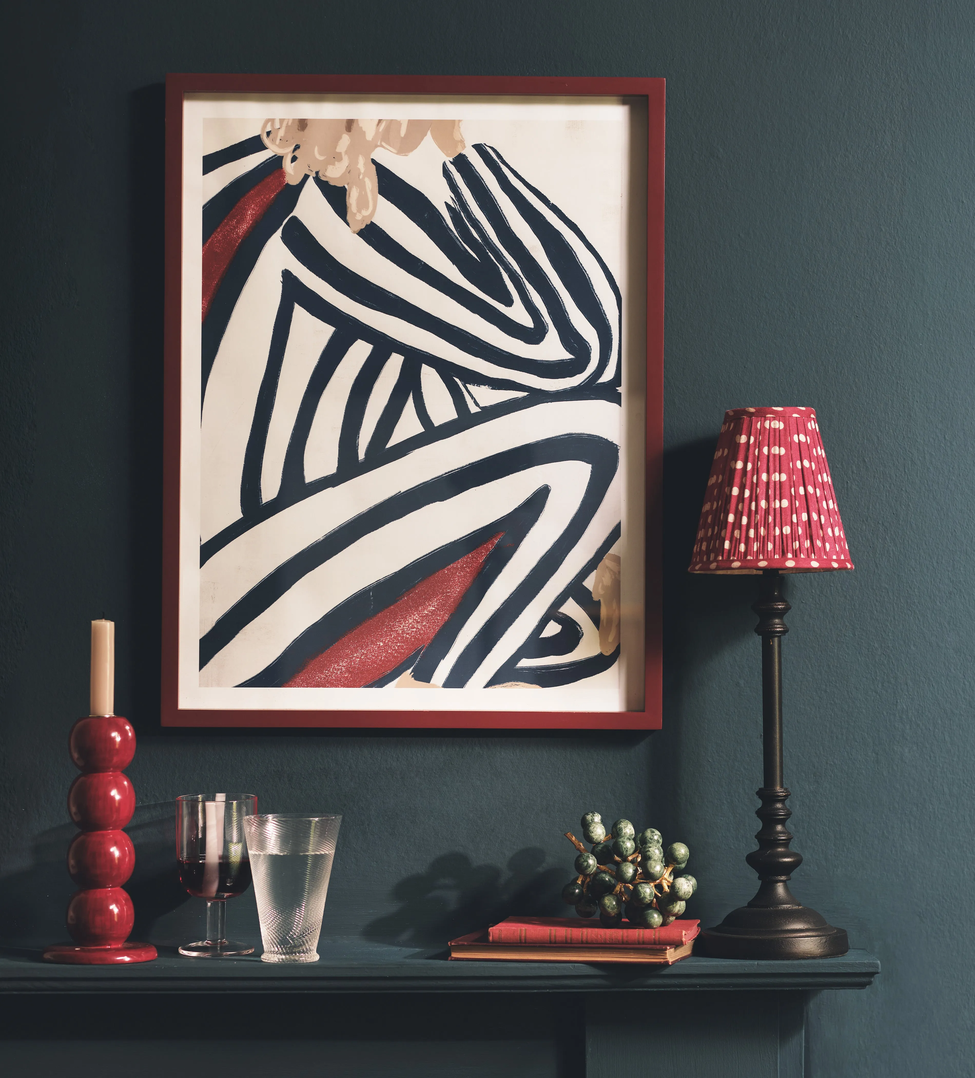 Pair Framed Prints Abstract Design - Blue/Rust product