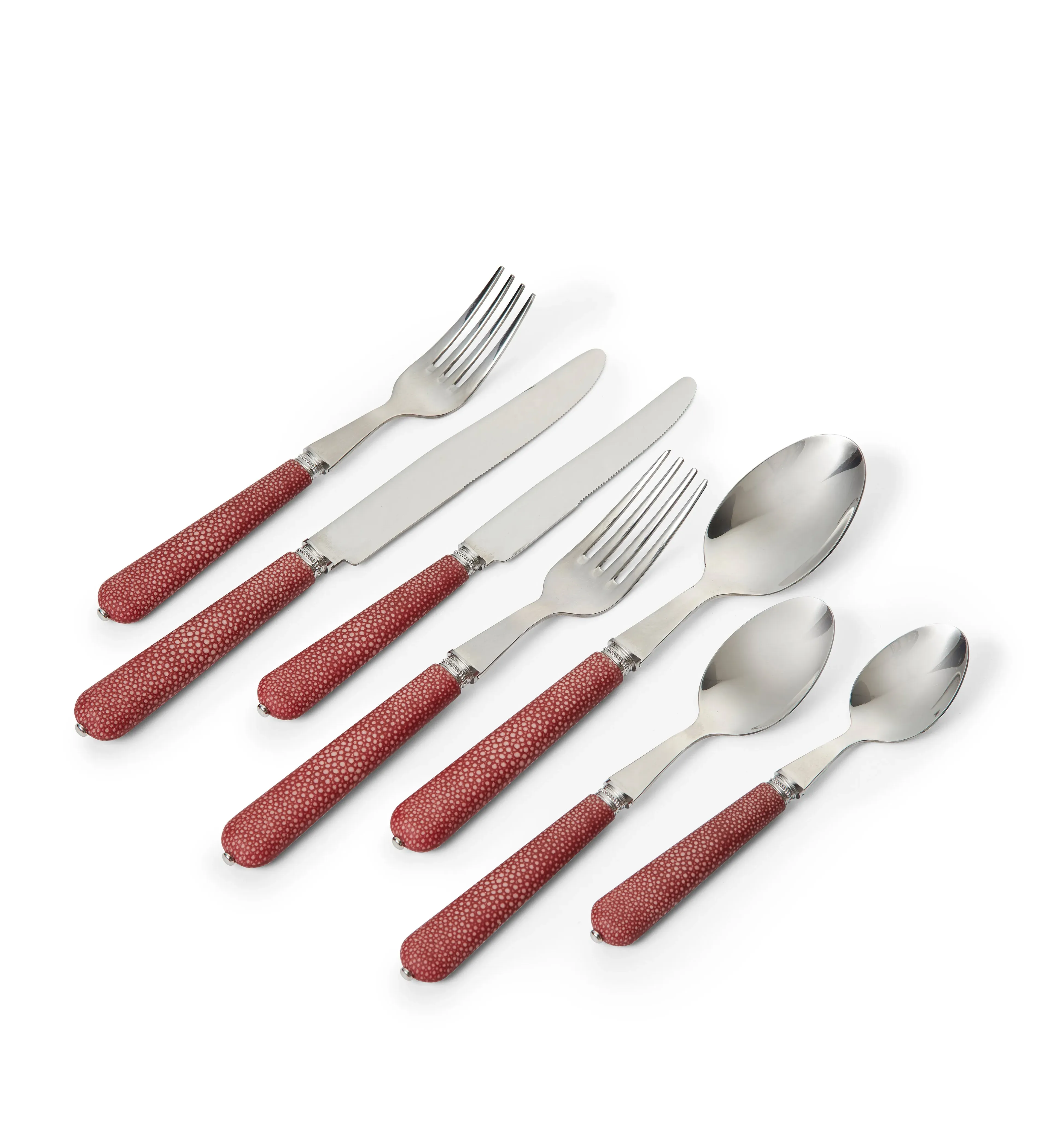 Pompadour Faux Shagreen 28-Piece Cutlery Set - Earthy Red by OKA, image 2