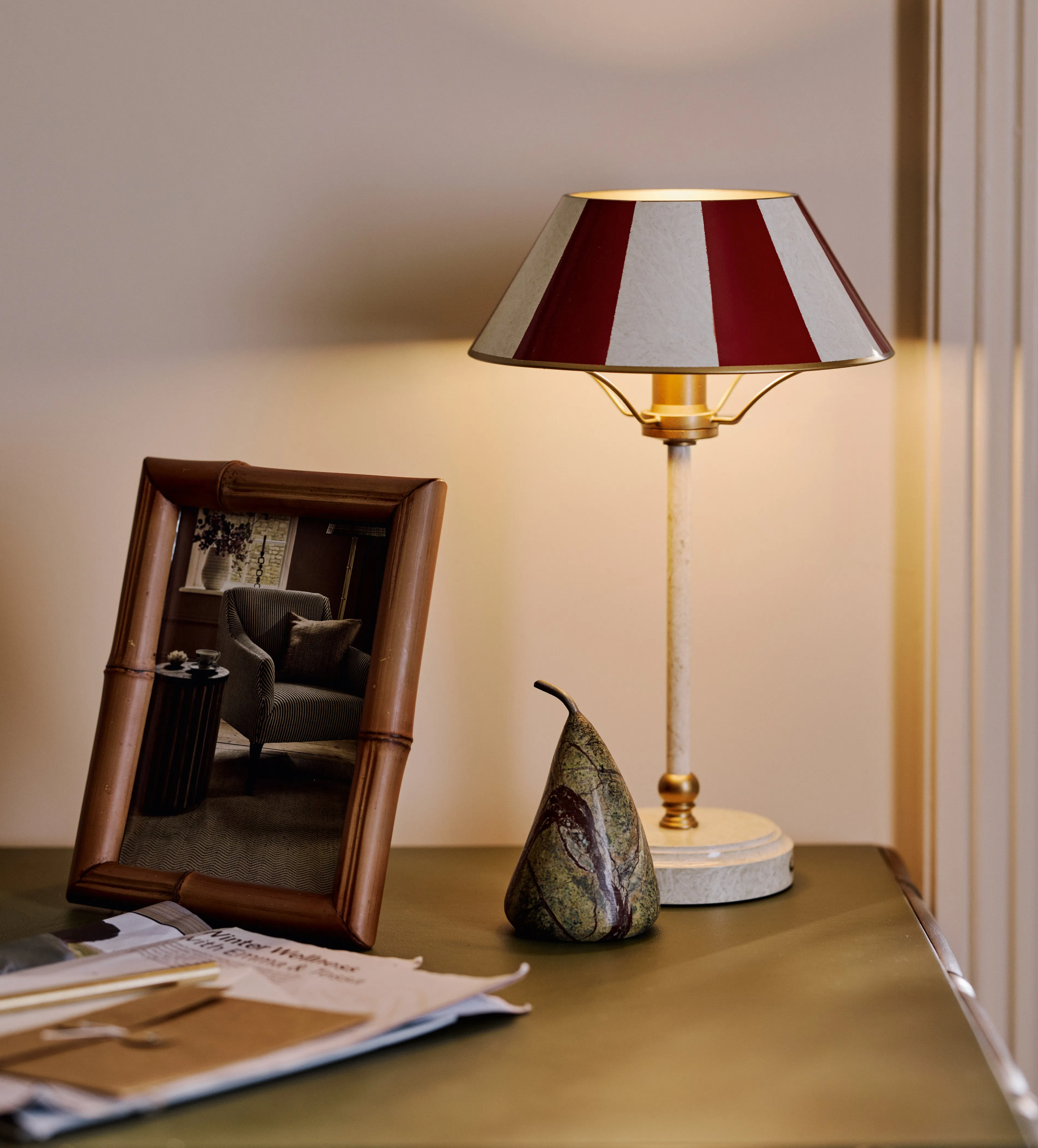 Purdy Wireless Table Lamp Base - Warm Red, Metal by OKA