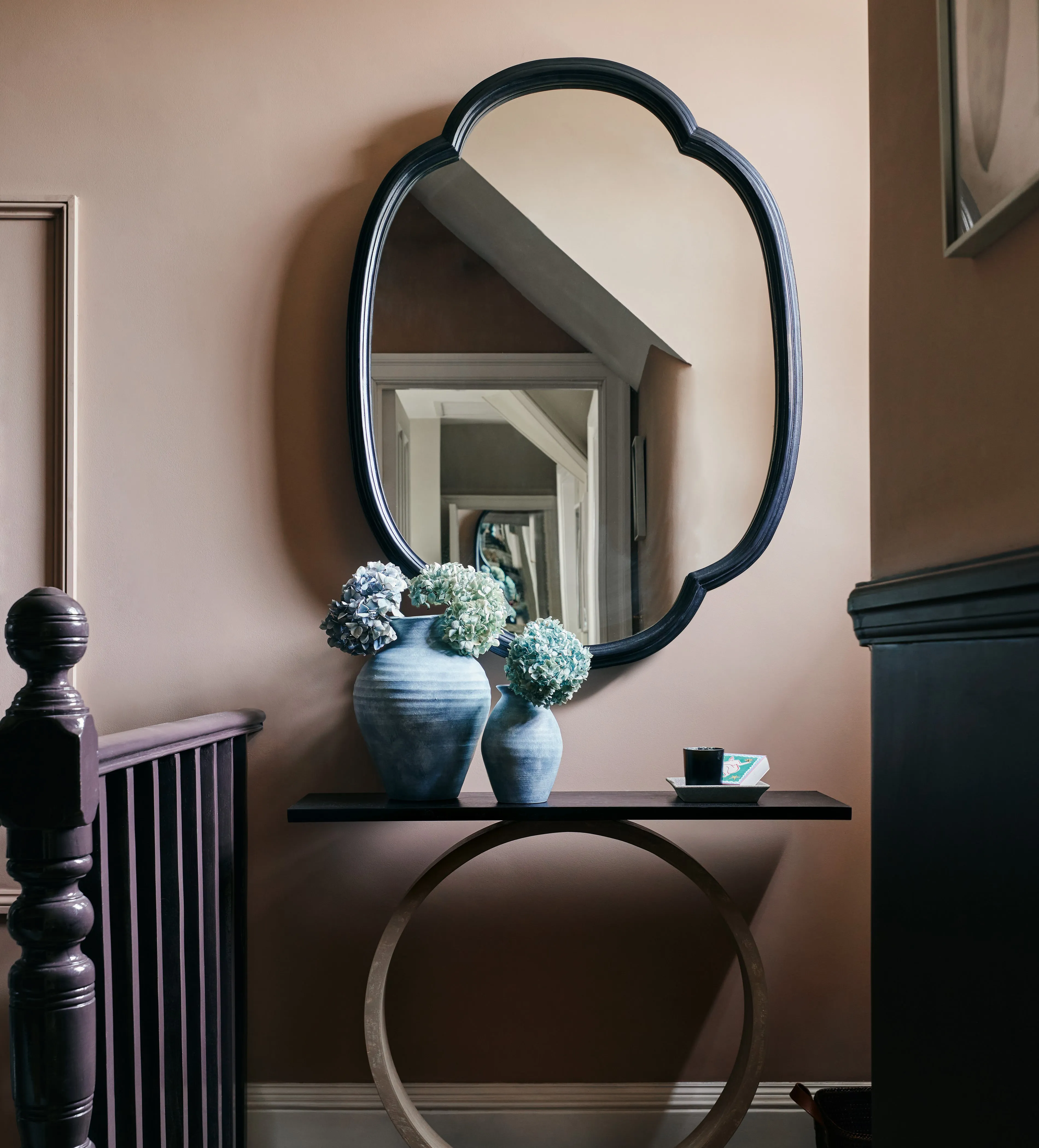 Quatrefoil Wall Mirror - Black, Wood by OKA