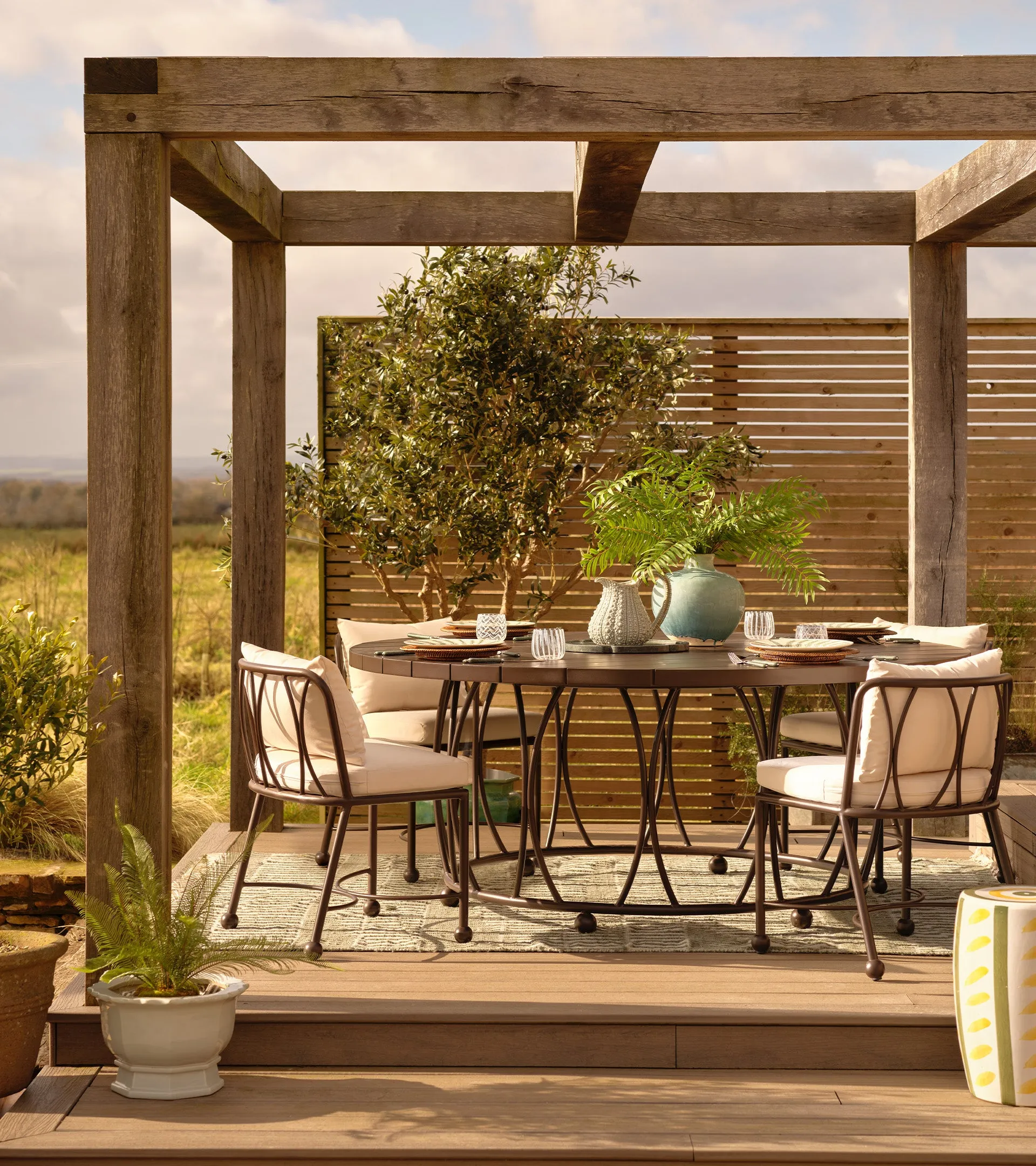Rametto Garden Dining Table - Ebony Brown, Metal product