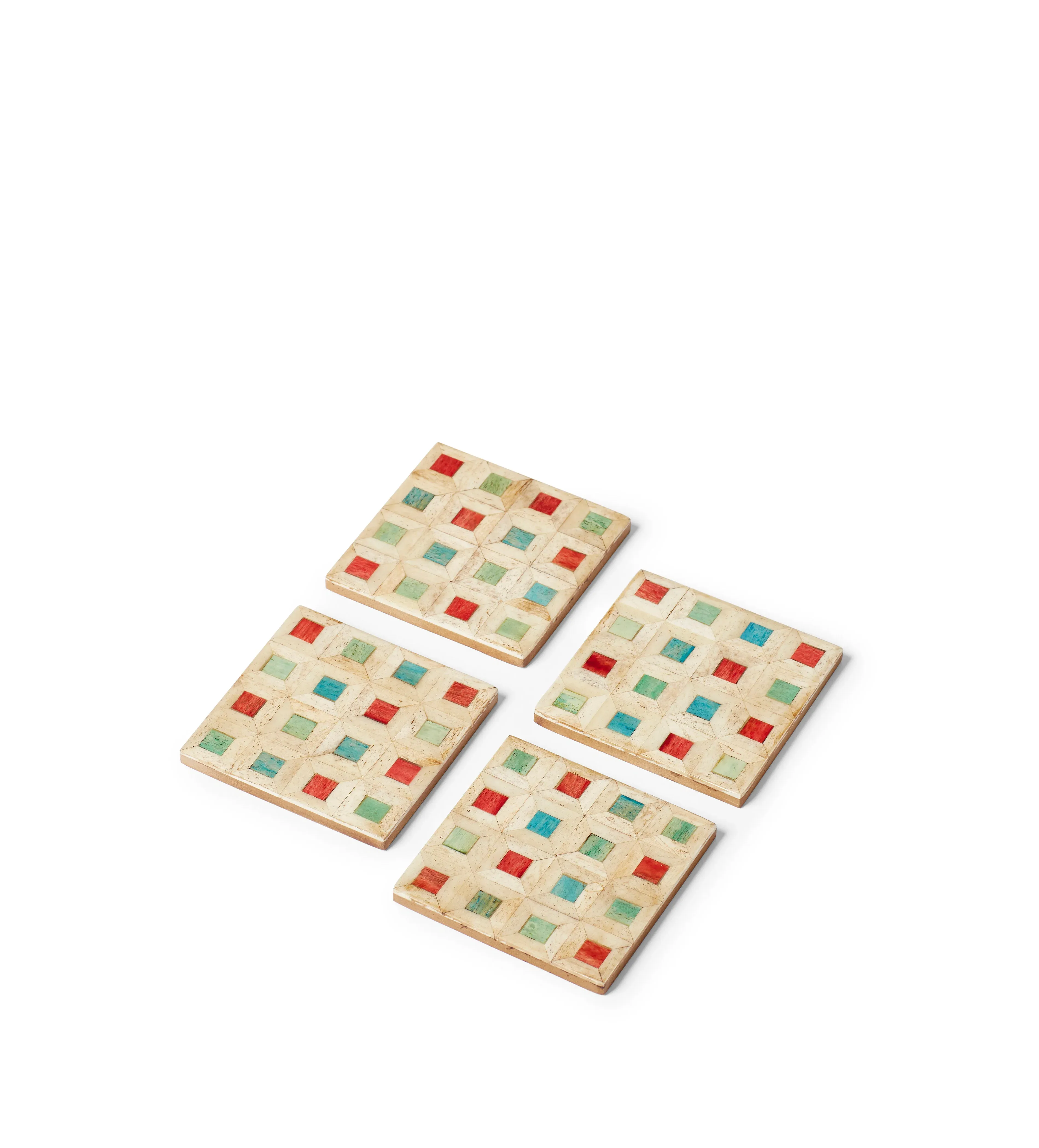 Rangoli Tile Coasters with Box - Set of Four - Multi alternate view