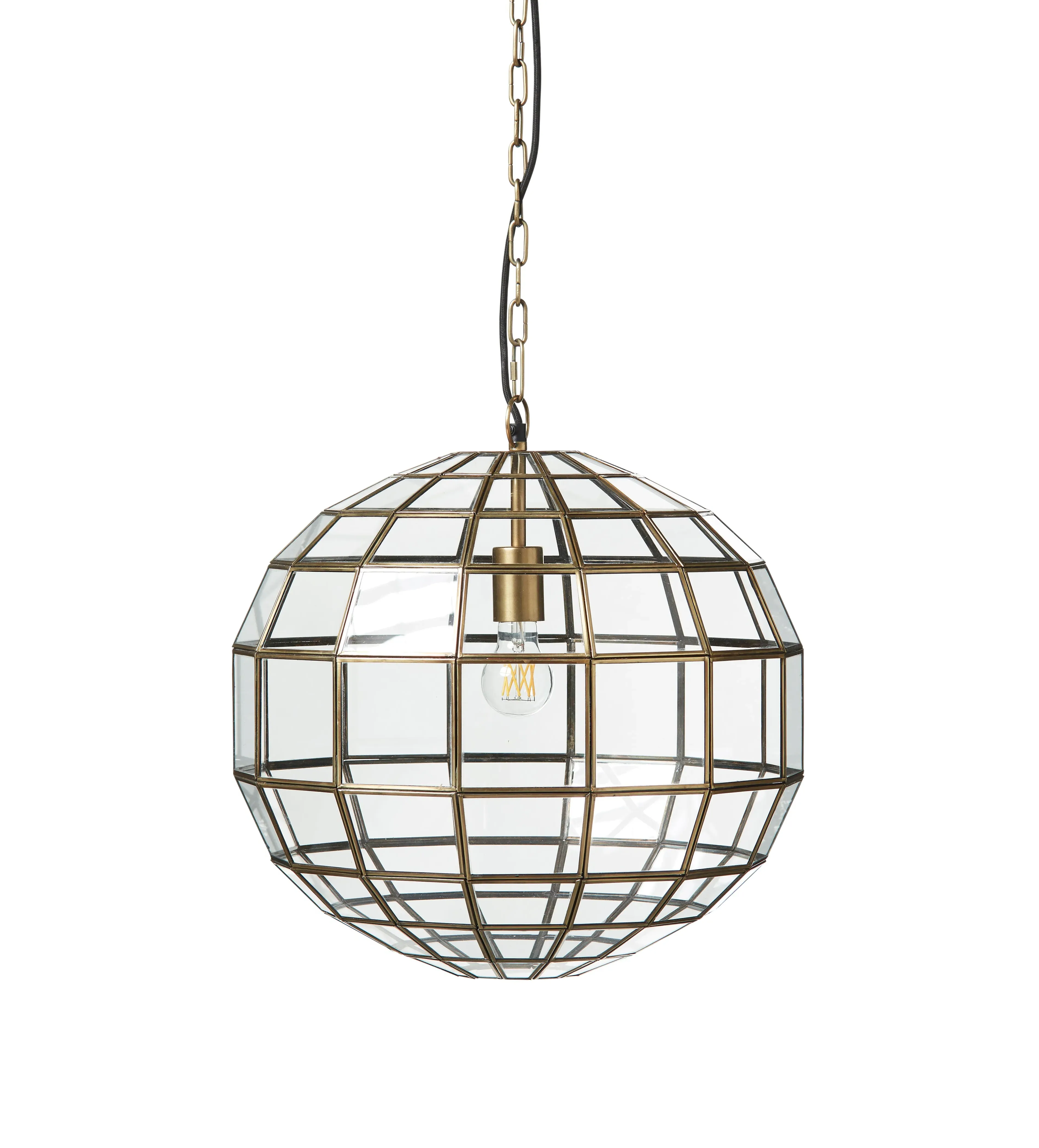 Rennell Globe Pendant Lamp - Antique Brass, Glass by OKA, alternate view
