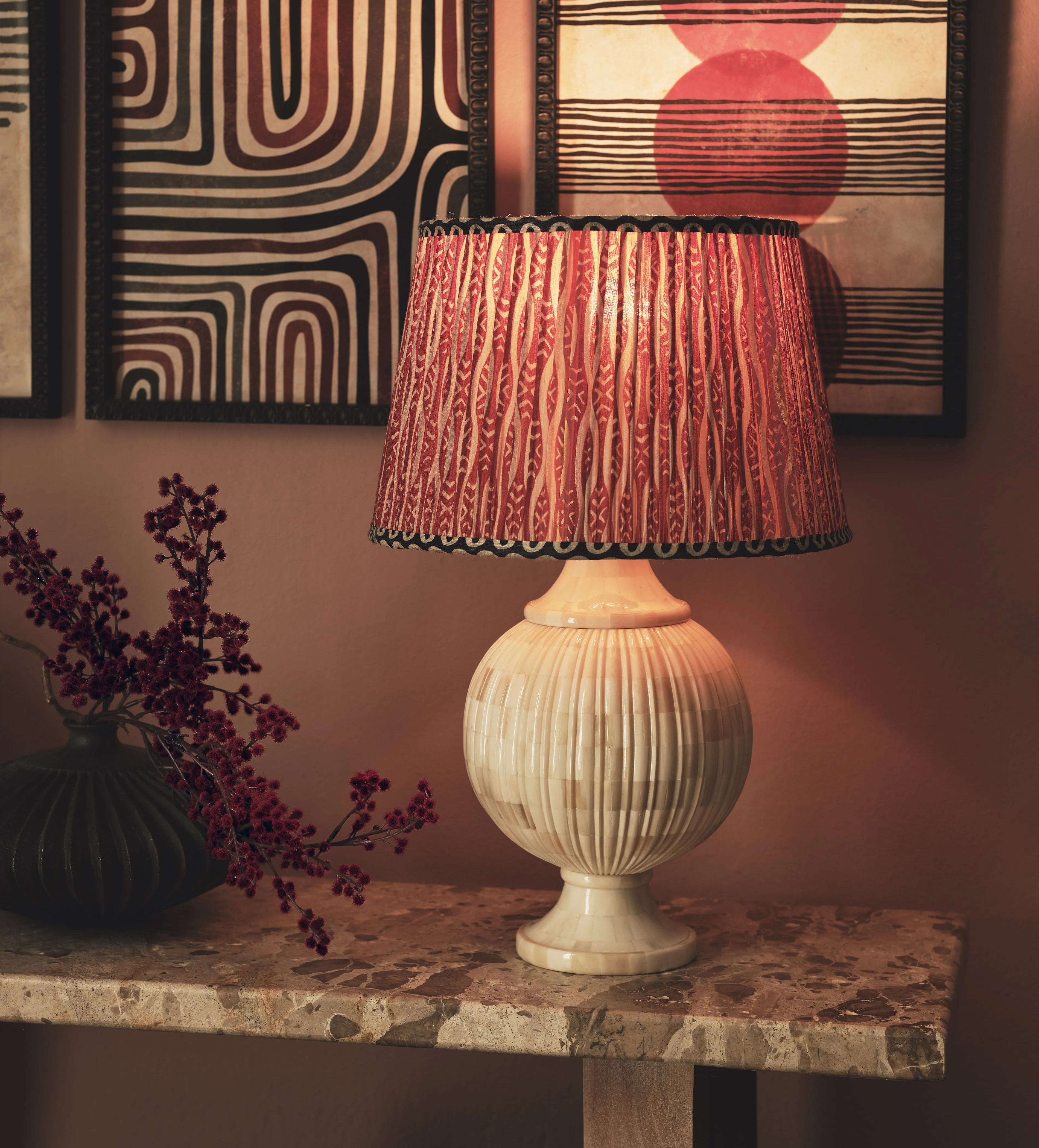 Roa Silk Pleated Lampshade 35cm - Vermillion Red product