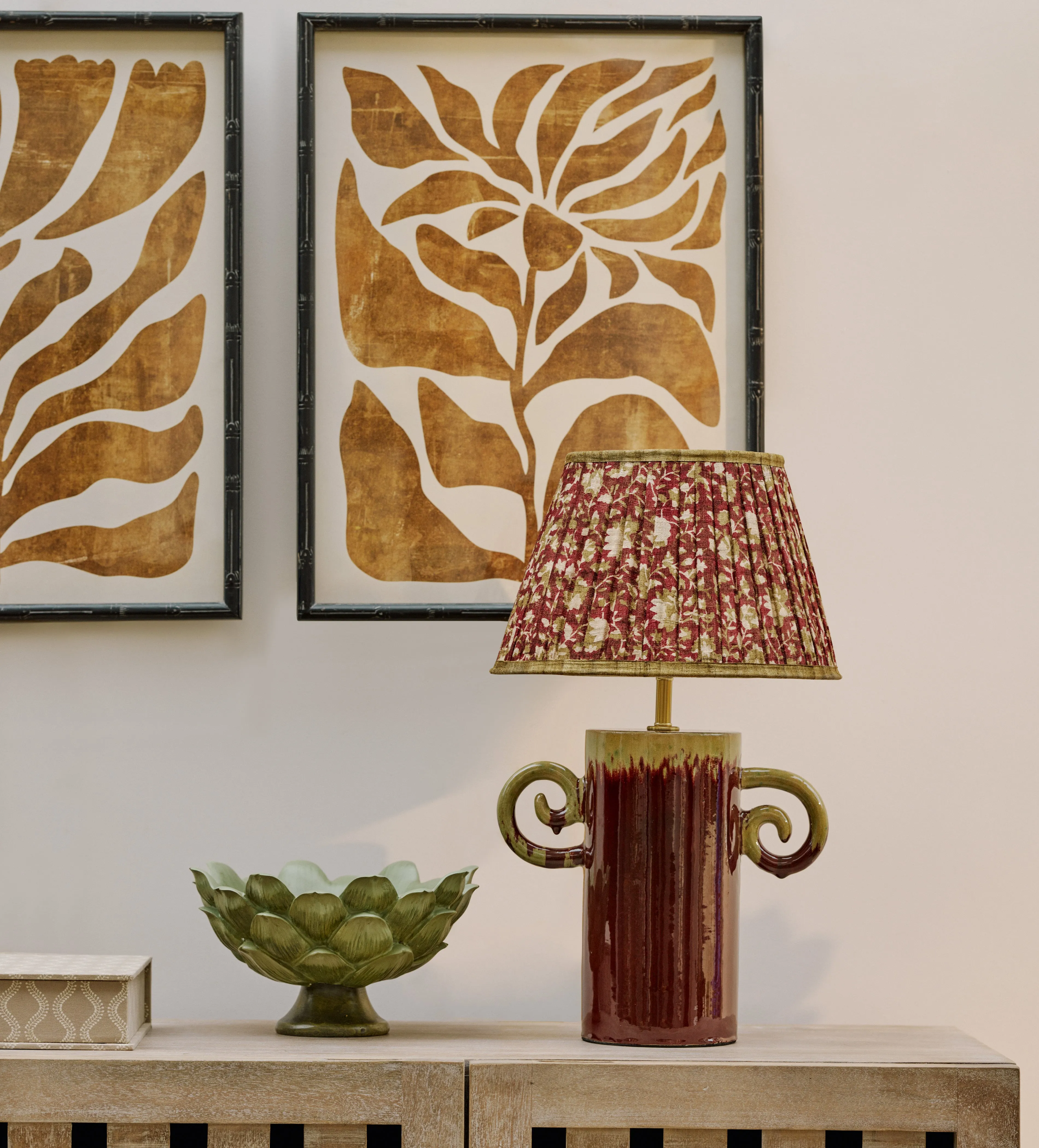 Rocaille Table Lamp Base - Red, Ceramic by OKA