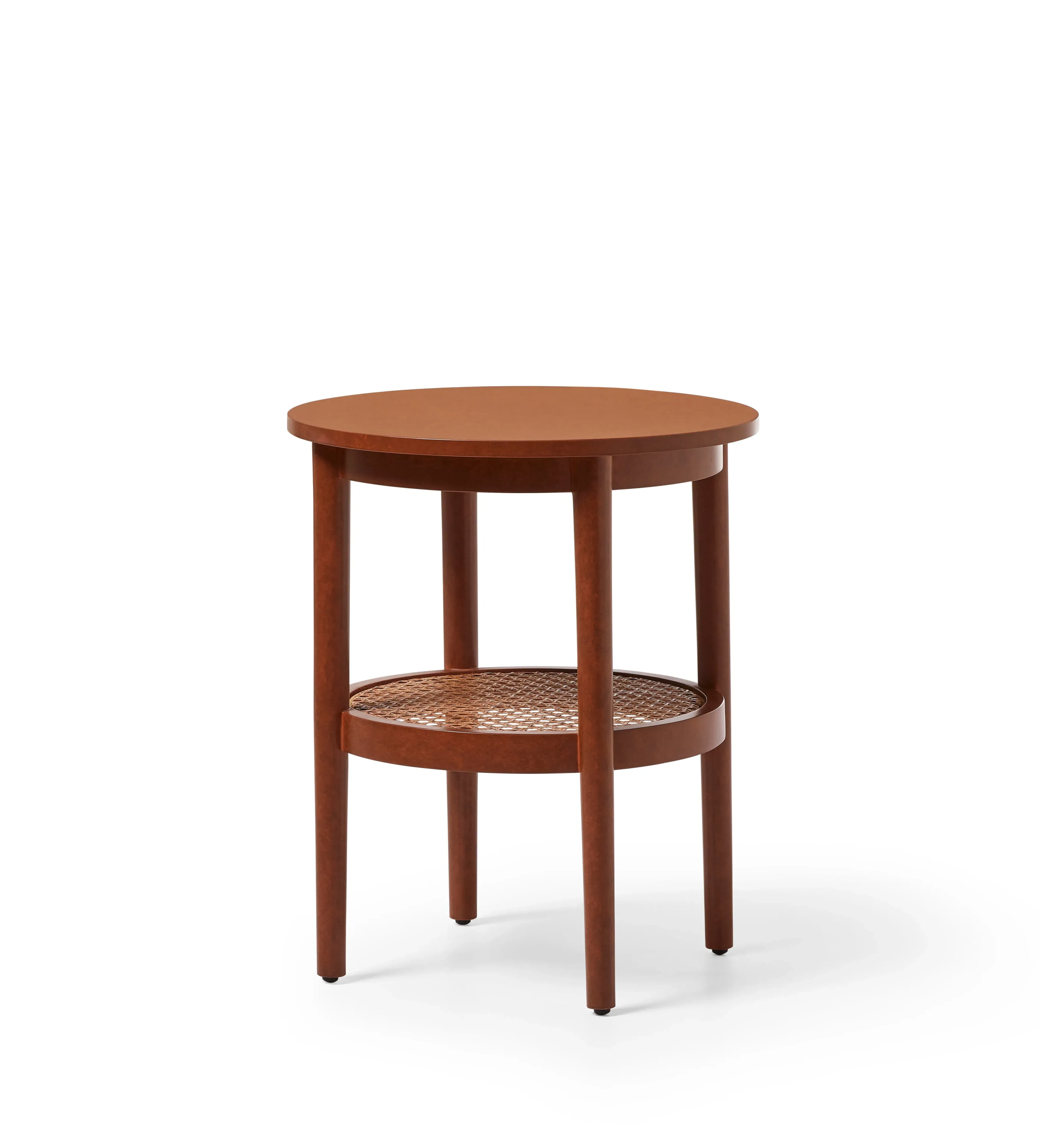 Rotundus Round Side Table with Shelf - Earthy Red alternate view
