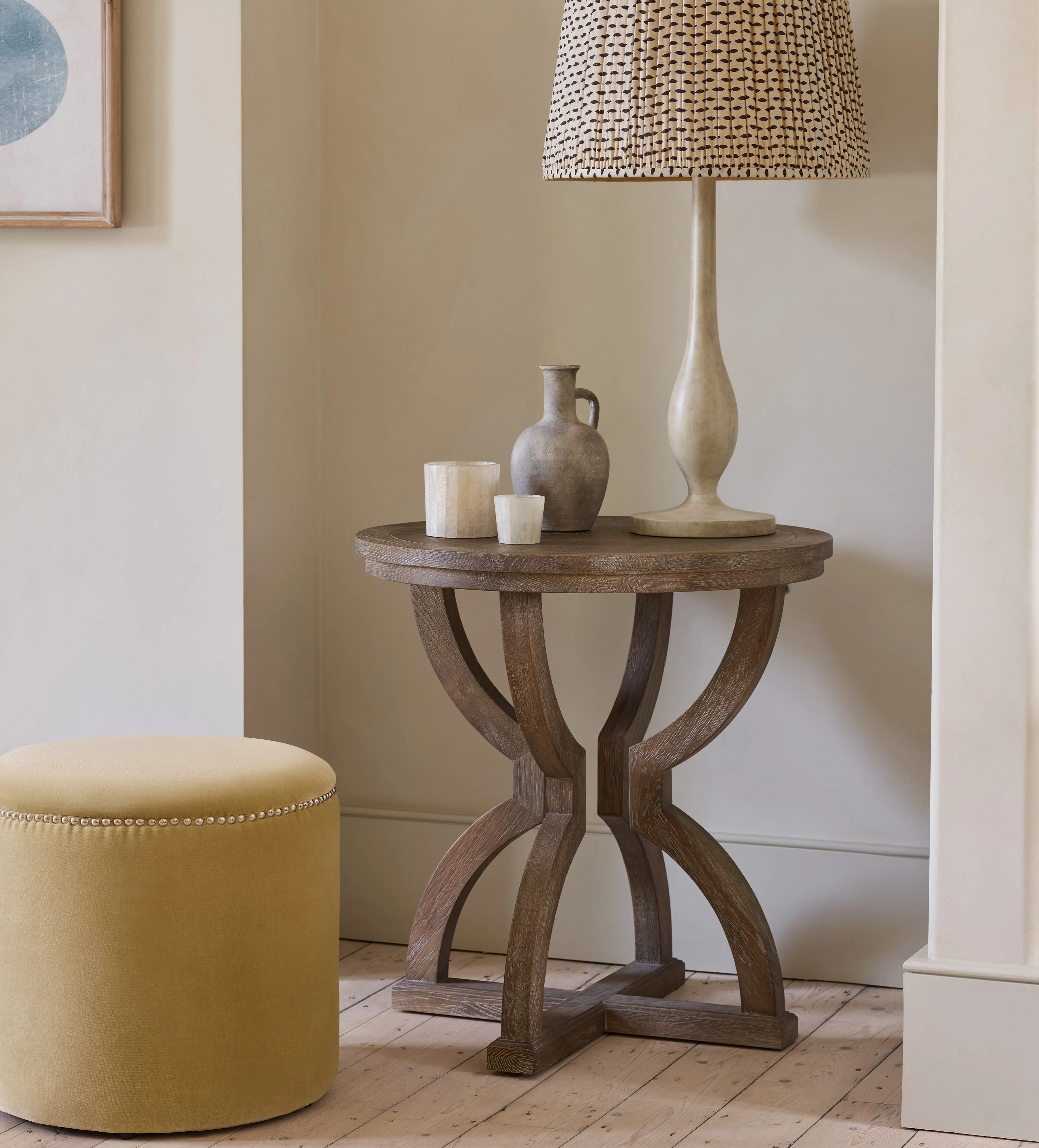 Round Side Table with Pedestal Base - Grey product