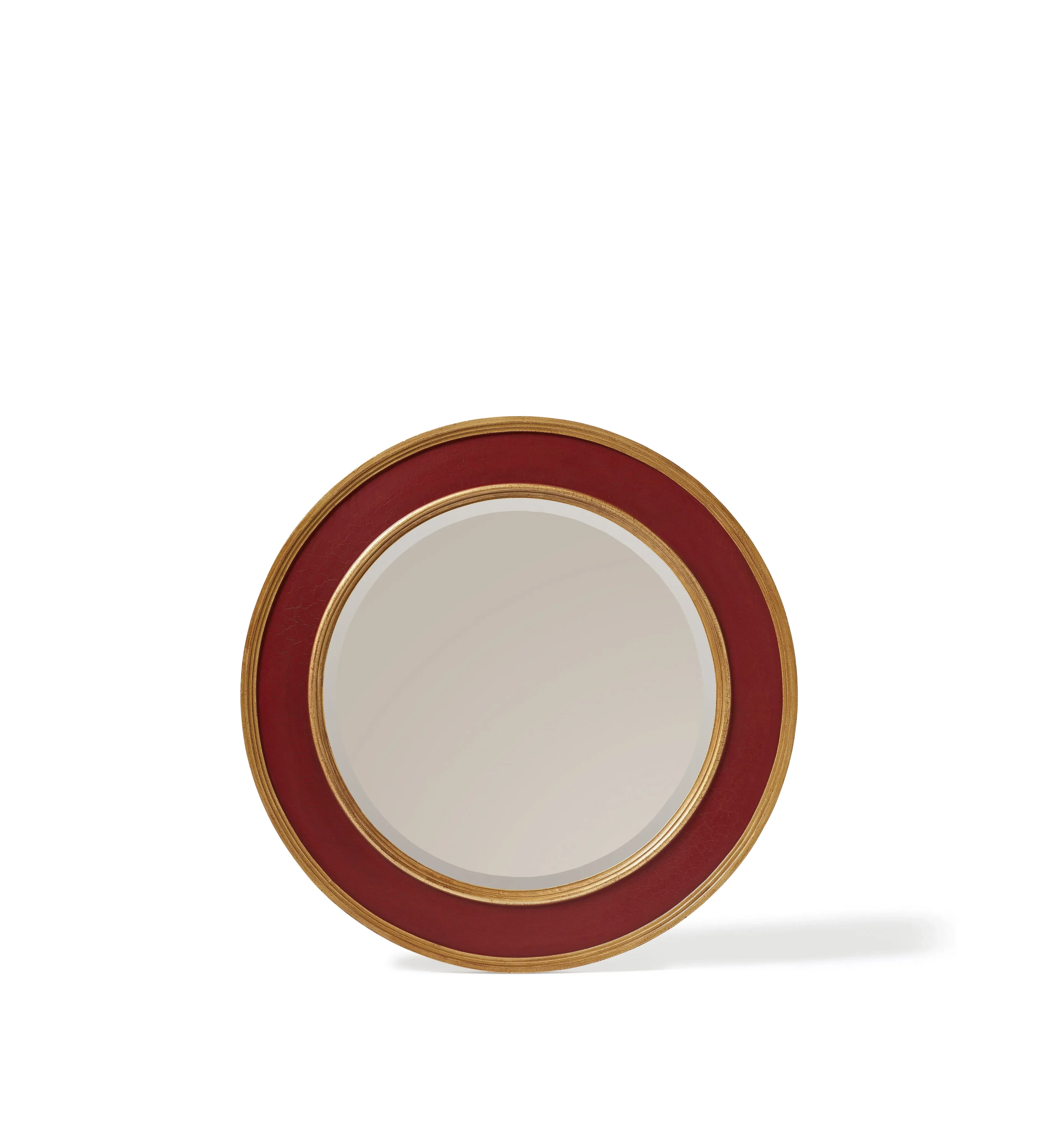 Round Wall Mirror - Chinese Red, Hand Painted alternate view