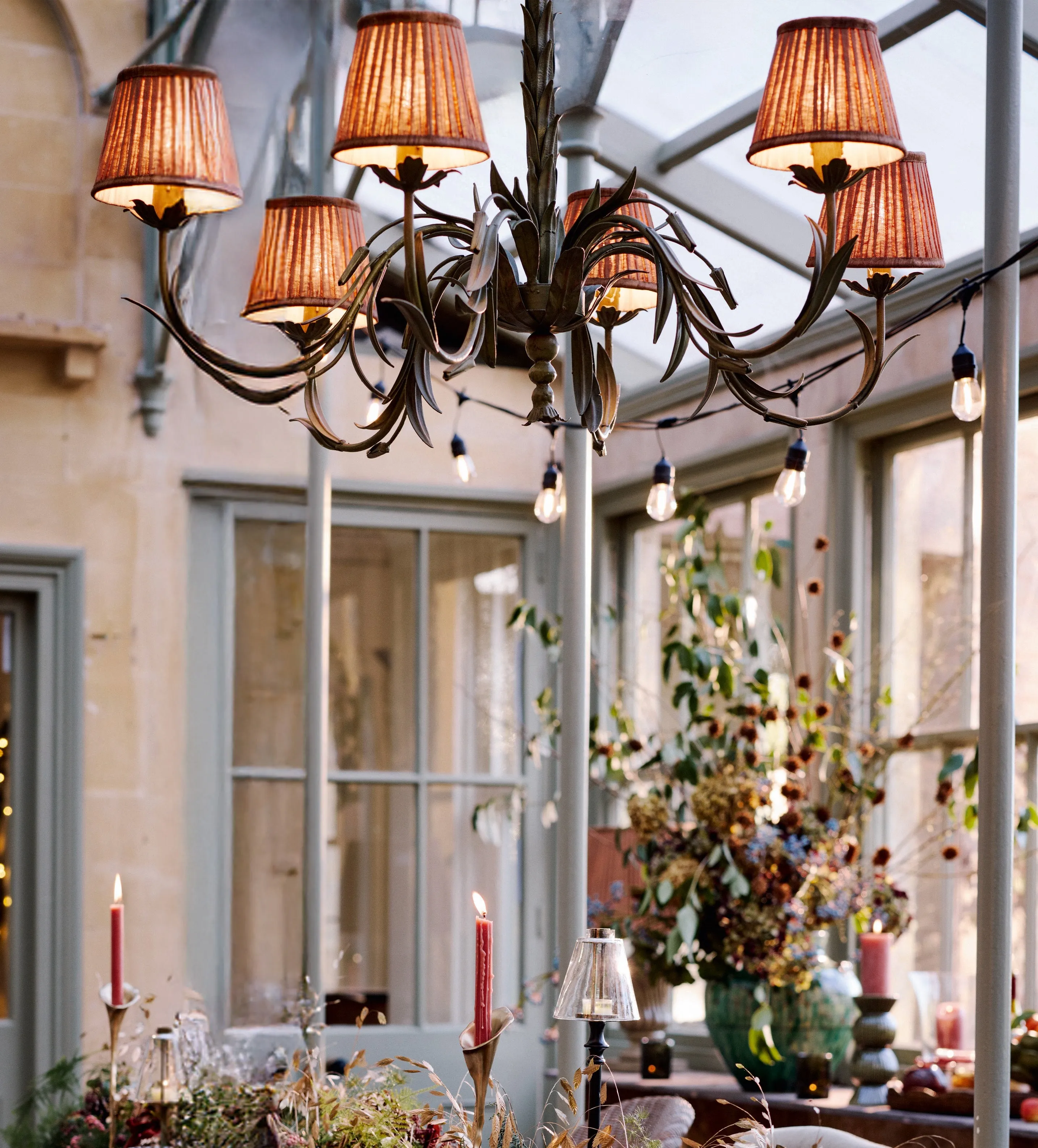 Saras Chandelier Ceiling Light - Verdigris by OKA