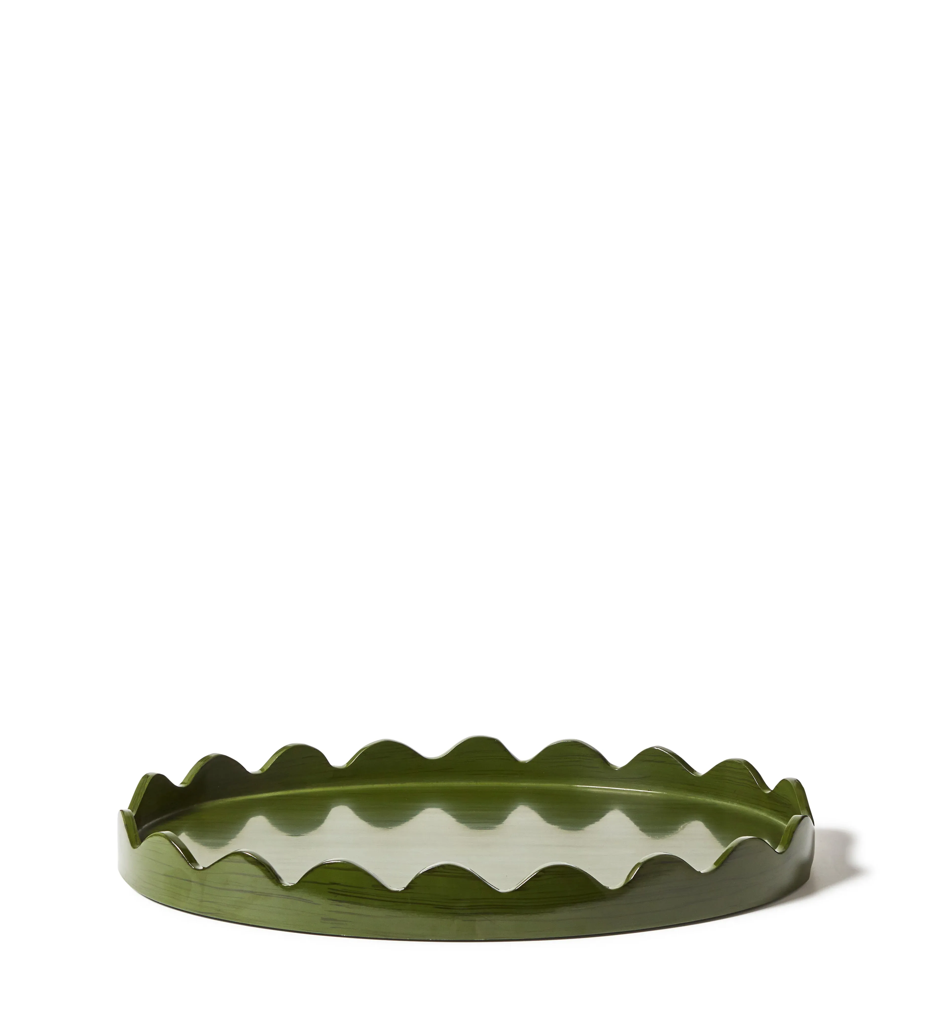 Serving Tray with Wave Edge - Green, Mango Wood by OKA, image 2
