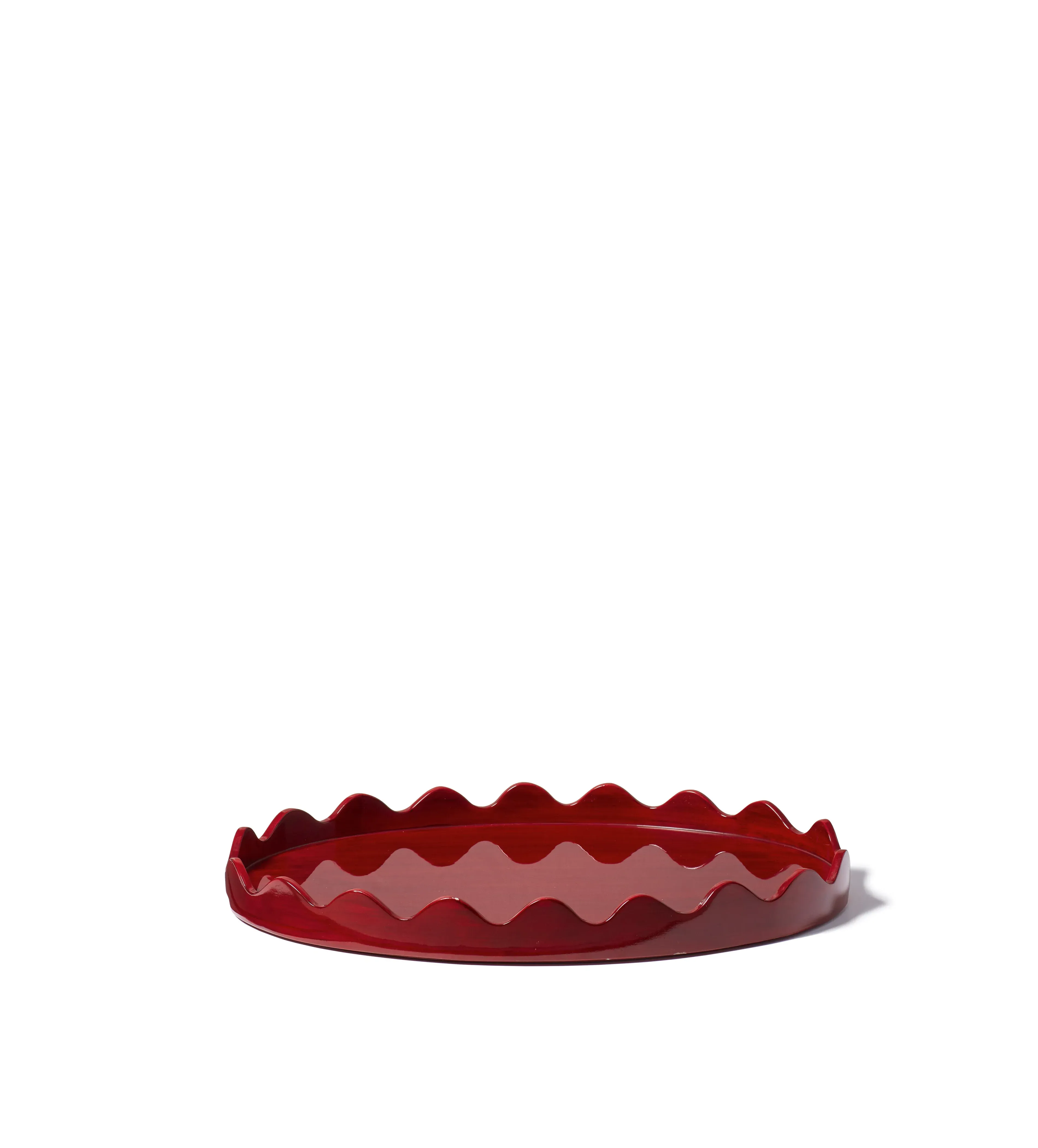 Serving Tray with Wave Edge - Red, Mango Wood by OKA, image 2
