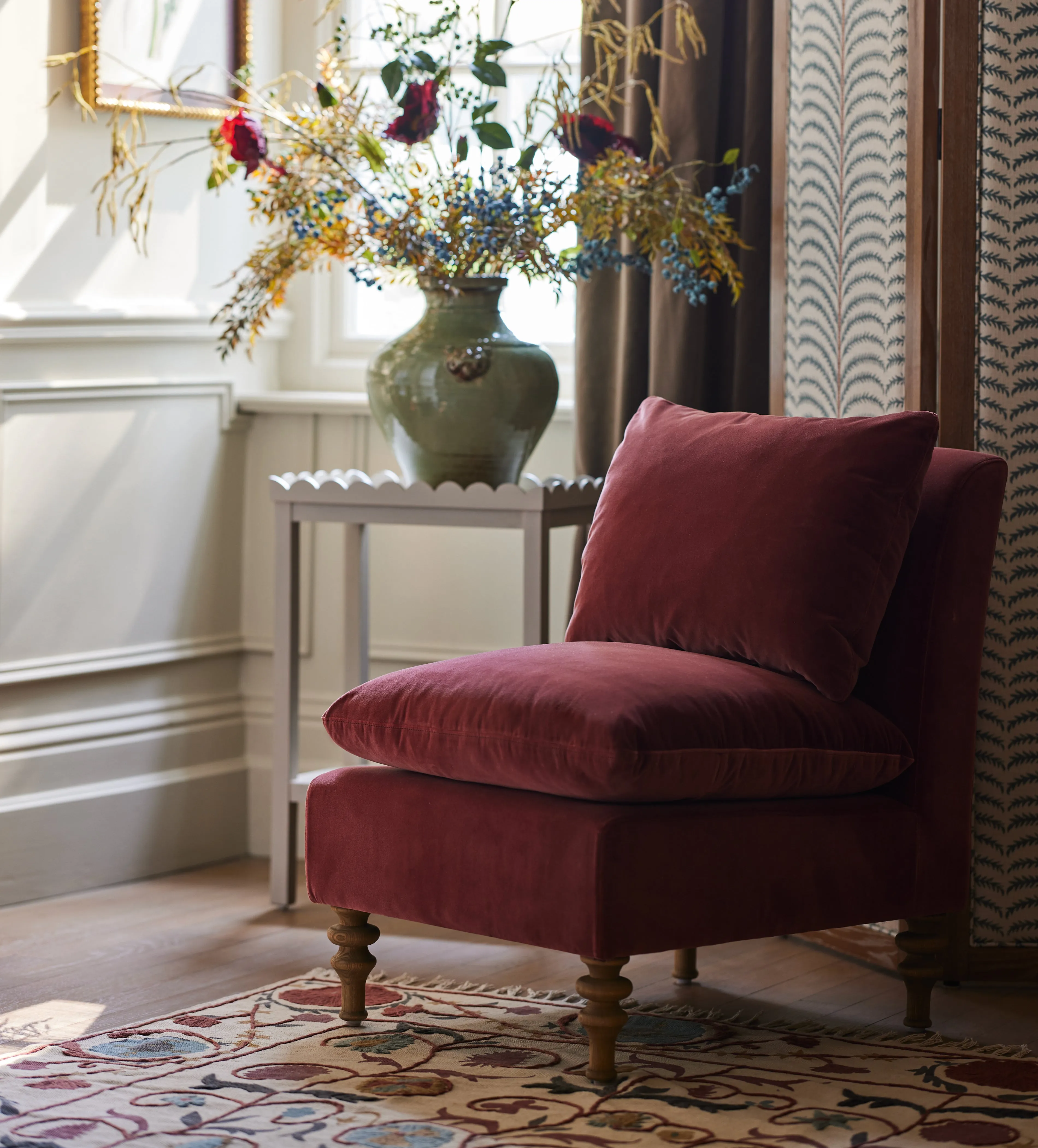 Slipper Chair with Removable Covers - Orange, Velvet product
