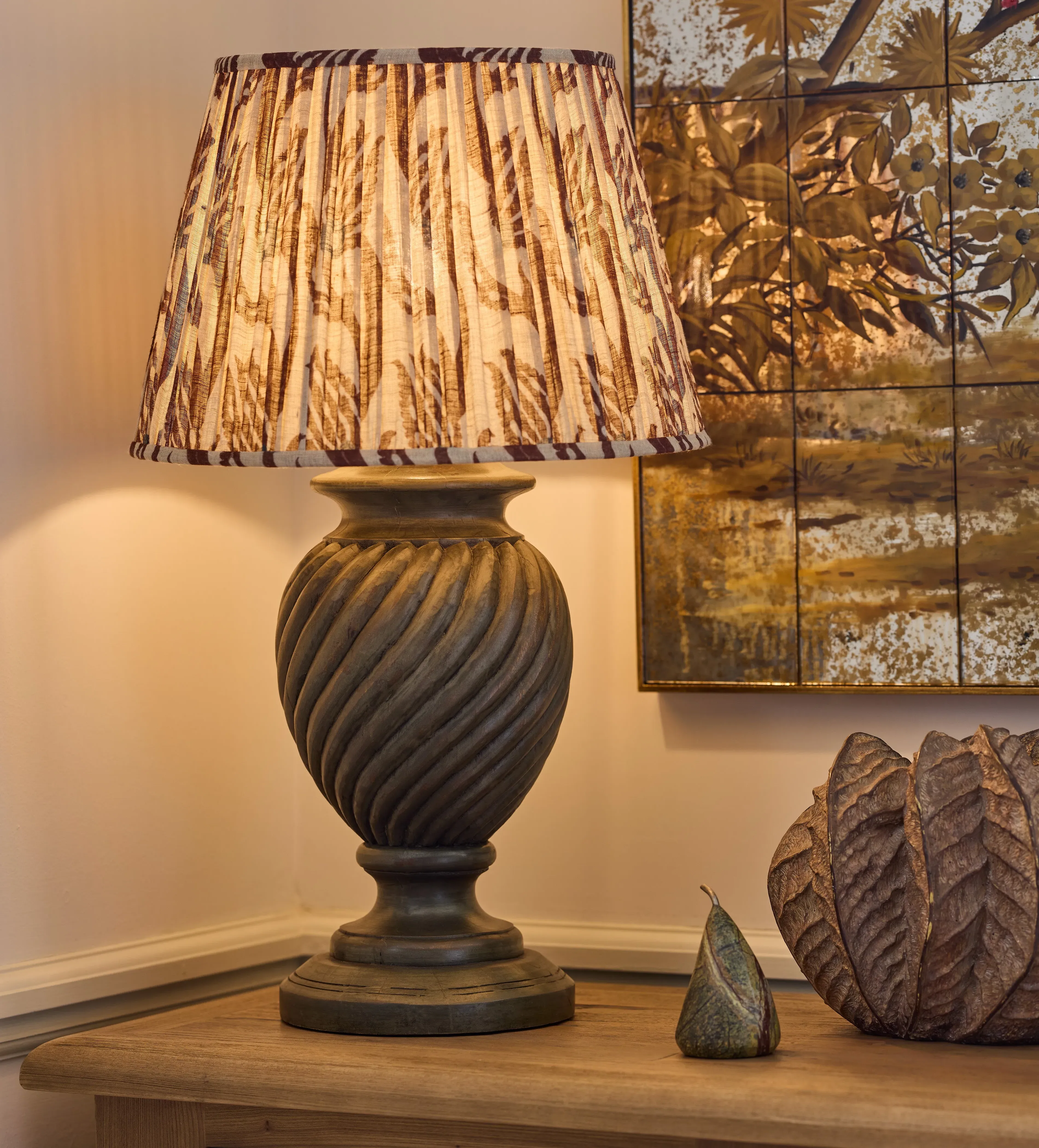 Solomon Table Lamp Base - Davis Green, Mango Wood product