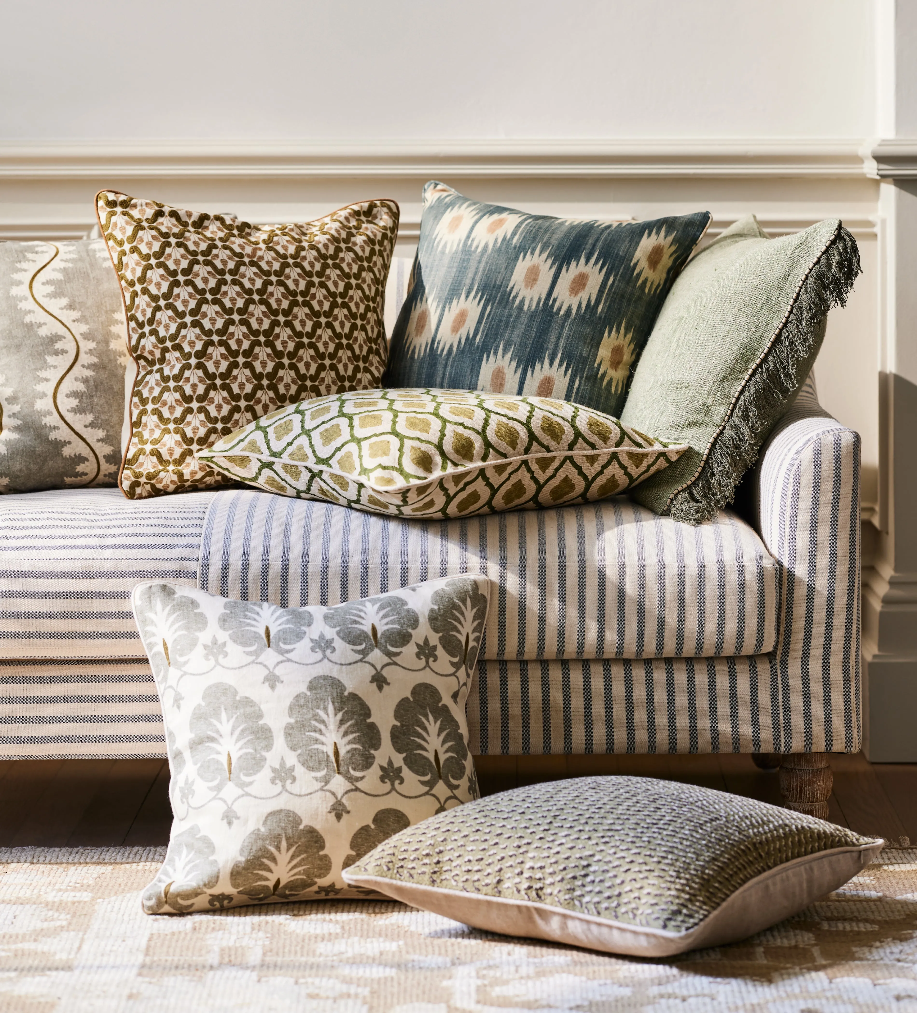 Square Cushion Cover with Embroidery - Lichen product