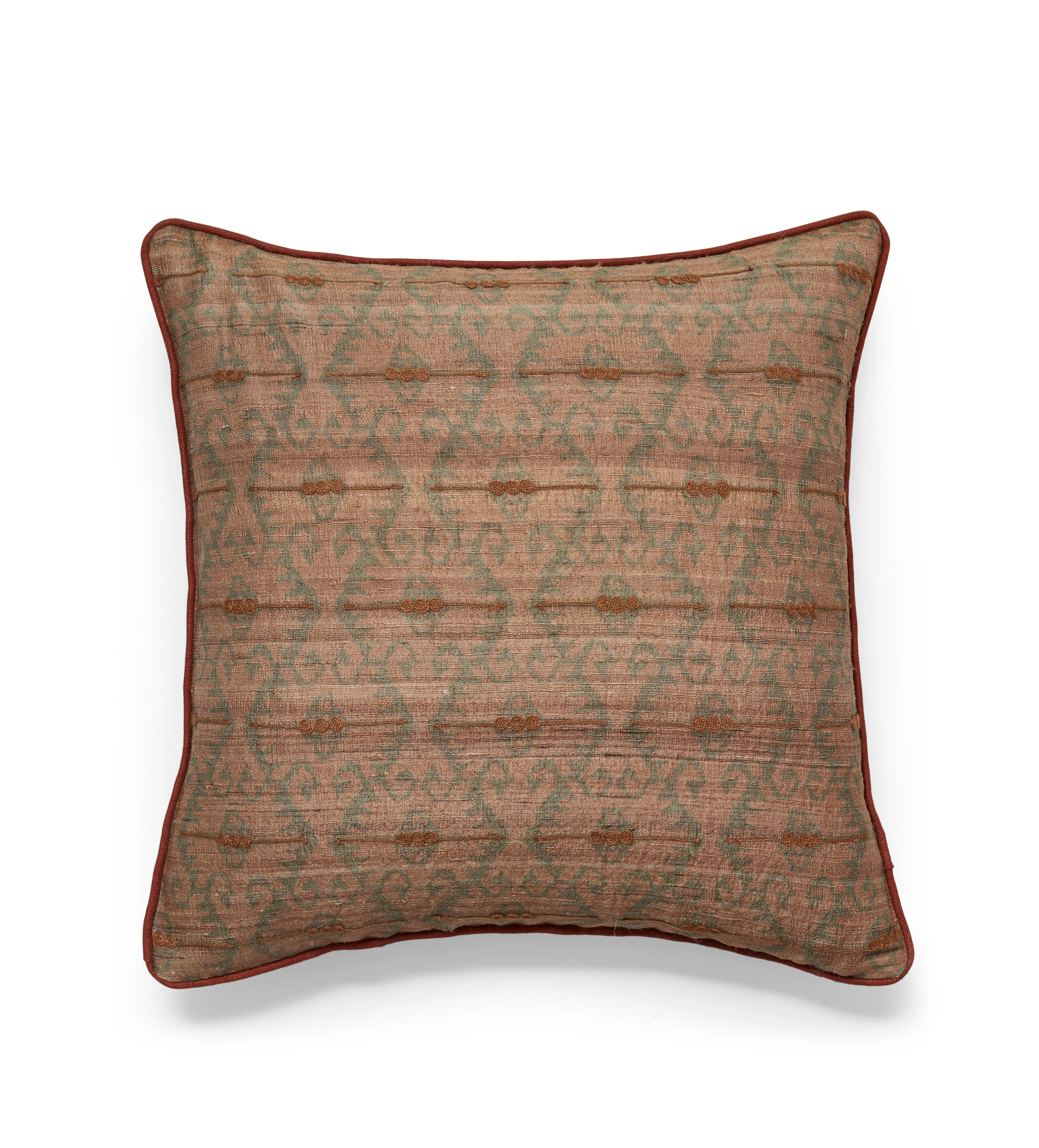 Square Cushion Cover with Piping - Red, Silk alternate view