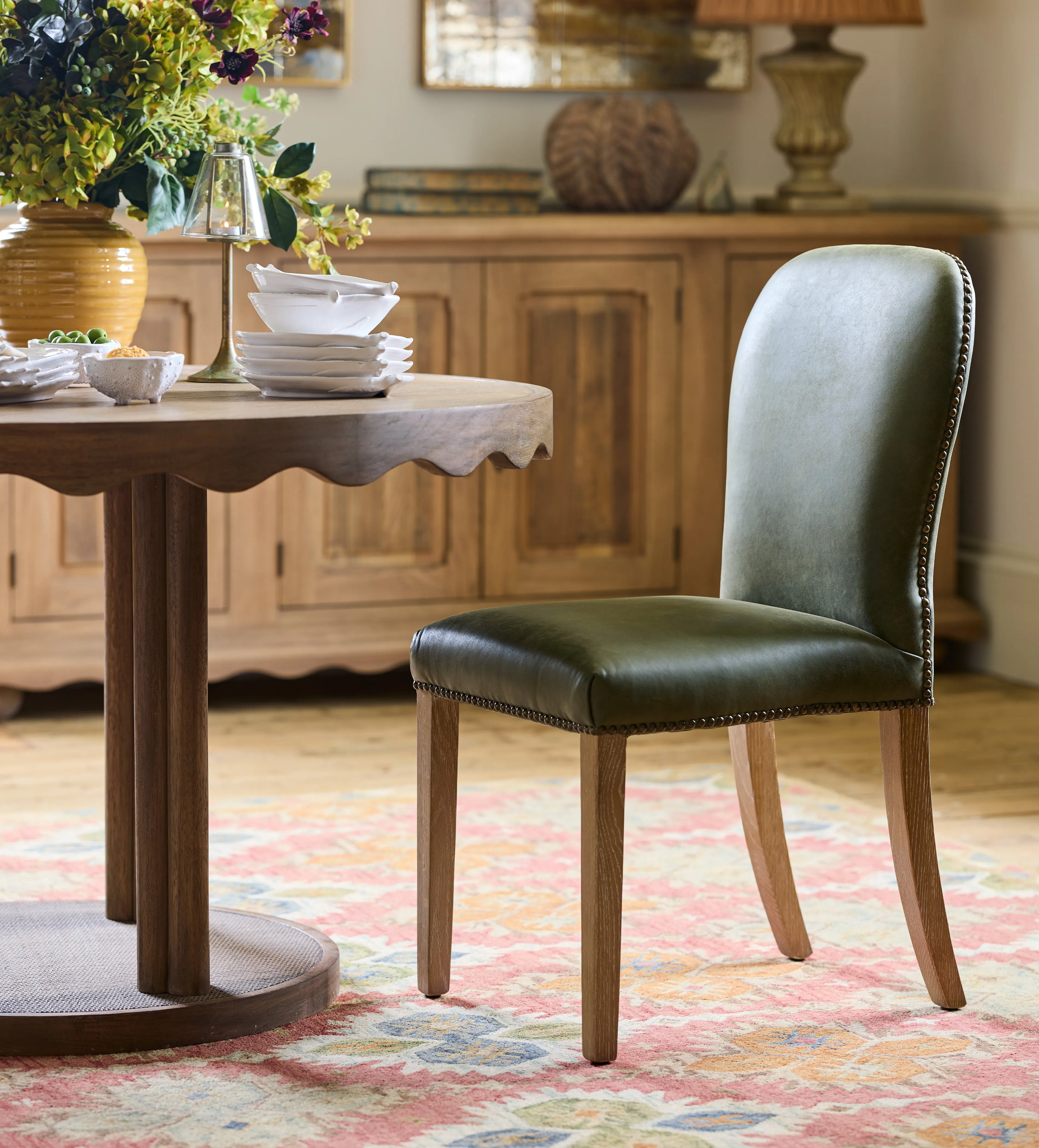 Stafford Dining Chair - Spruce, Leather by OKA
