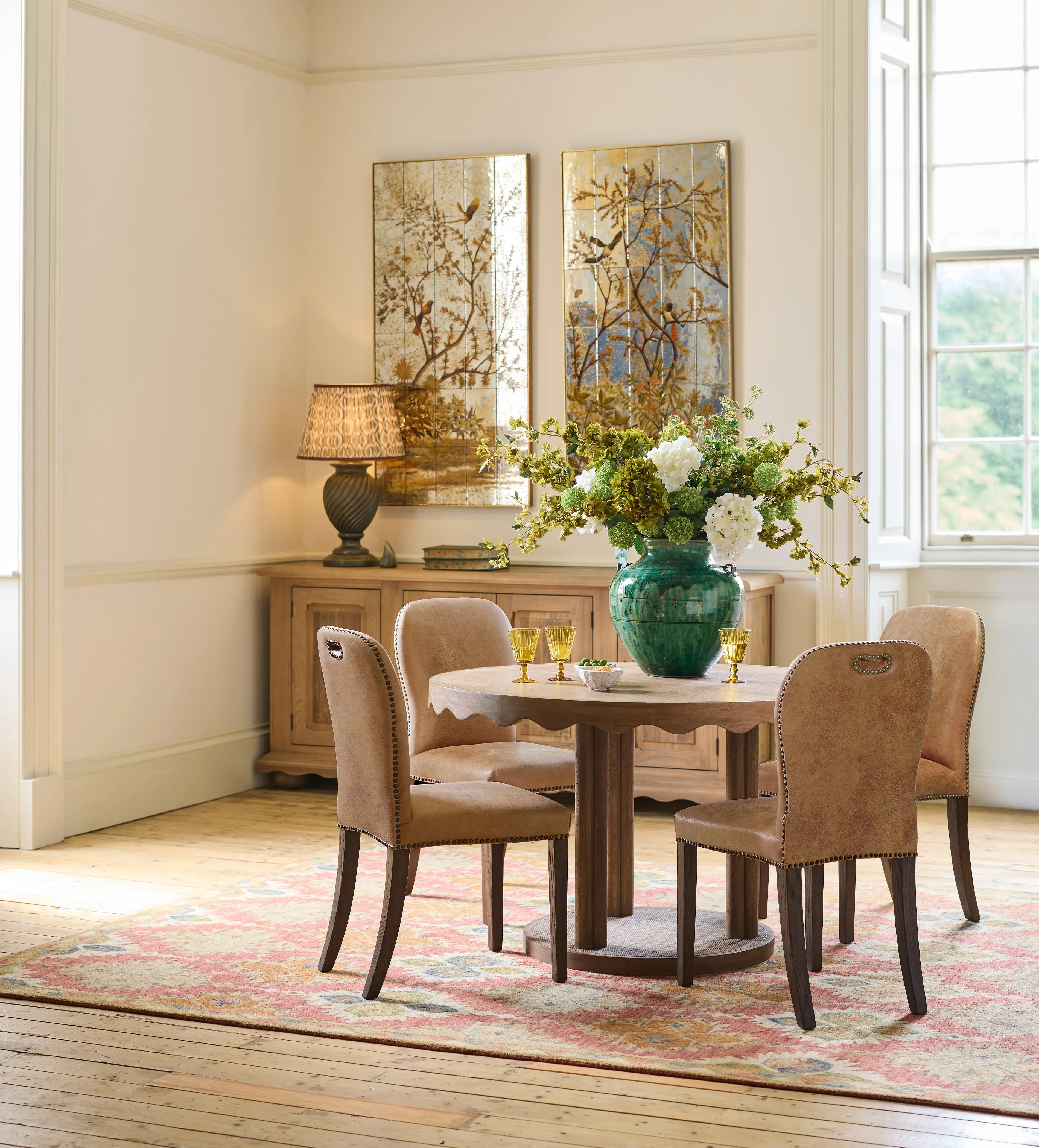 Stafford Set of 4 Dining Chairs - Aged Tobacco, Leather by OKA, image 2