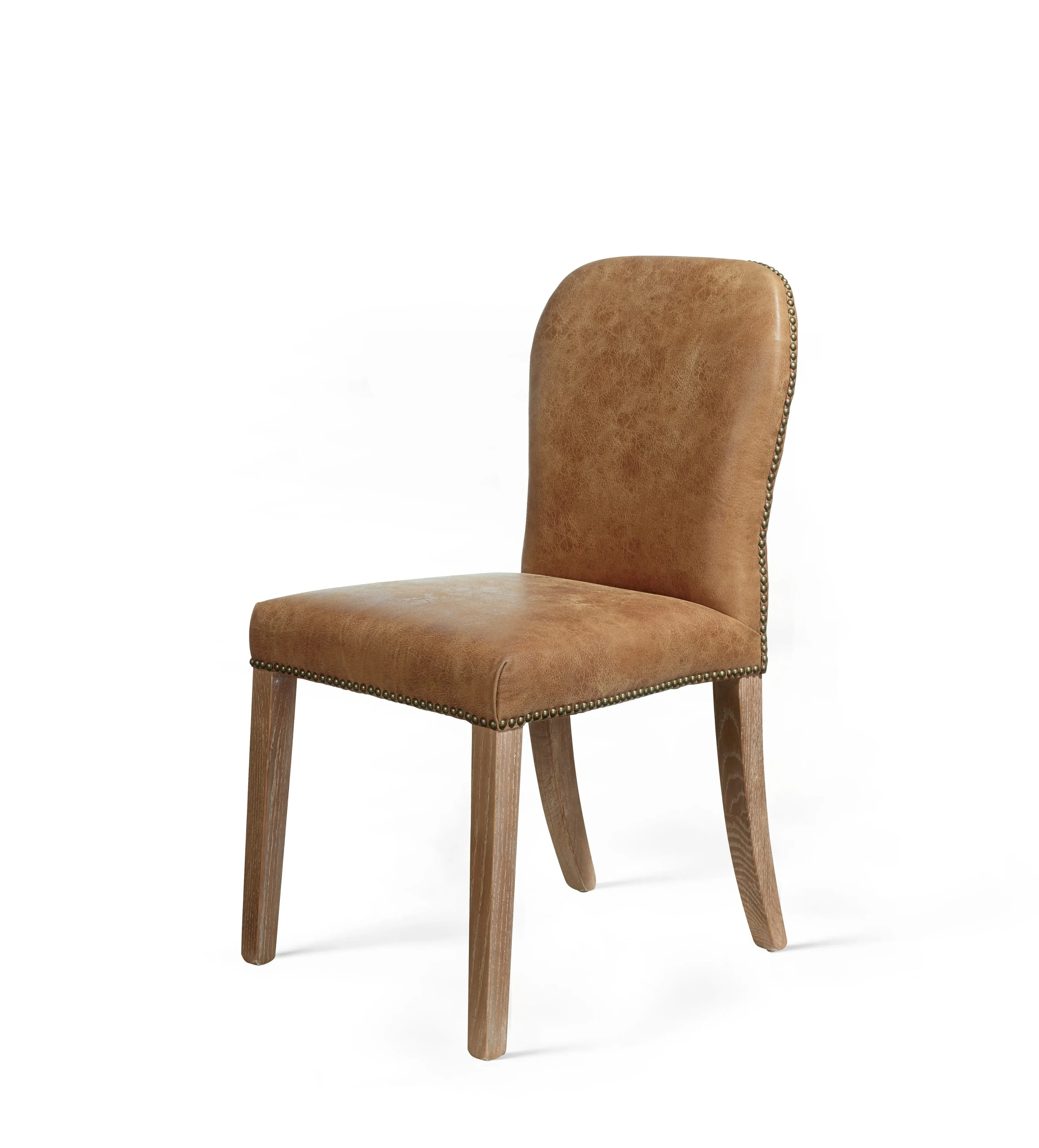 Stafford Set of 4 Dining Chairs - Aged Tobacco, Leather by OKA