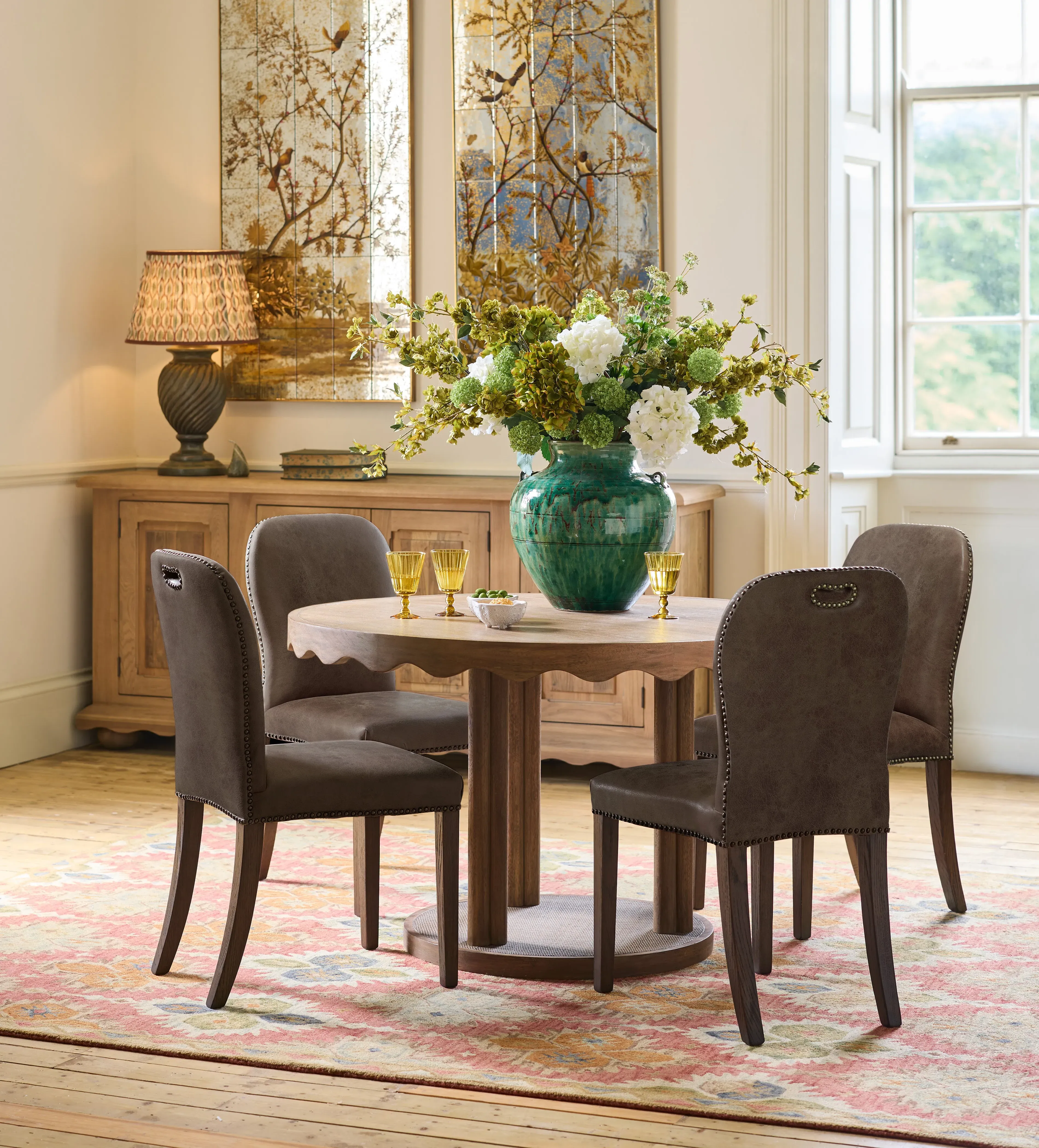 Stafford Set of 4 Dining Chairs - Aged Truffle, Leather by OKA, image 2