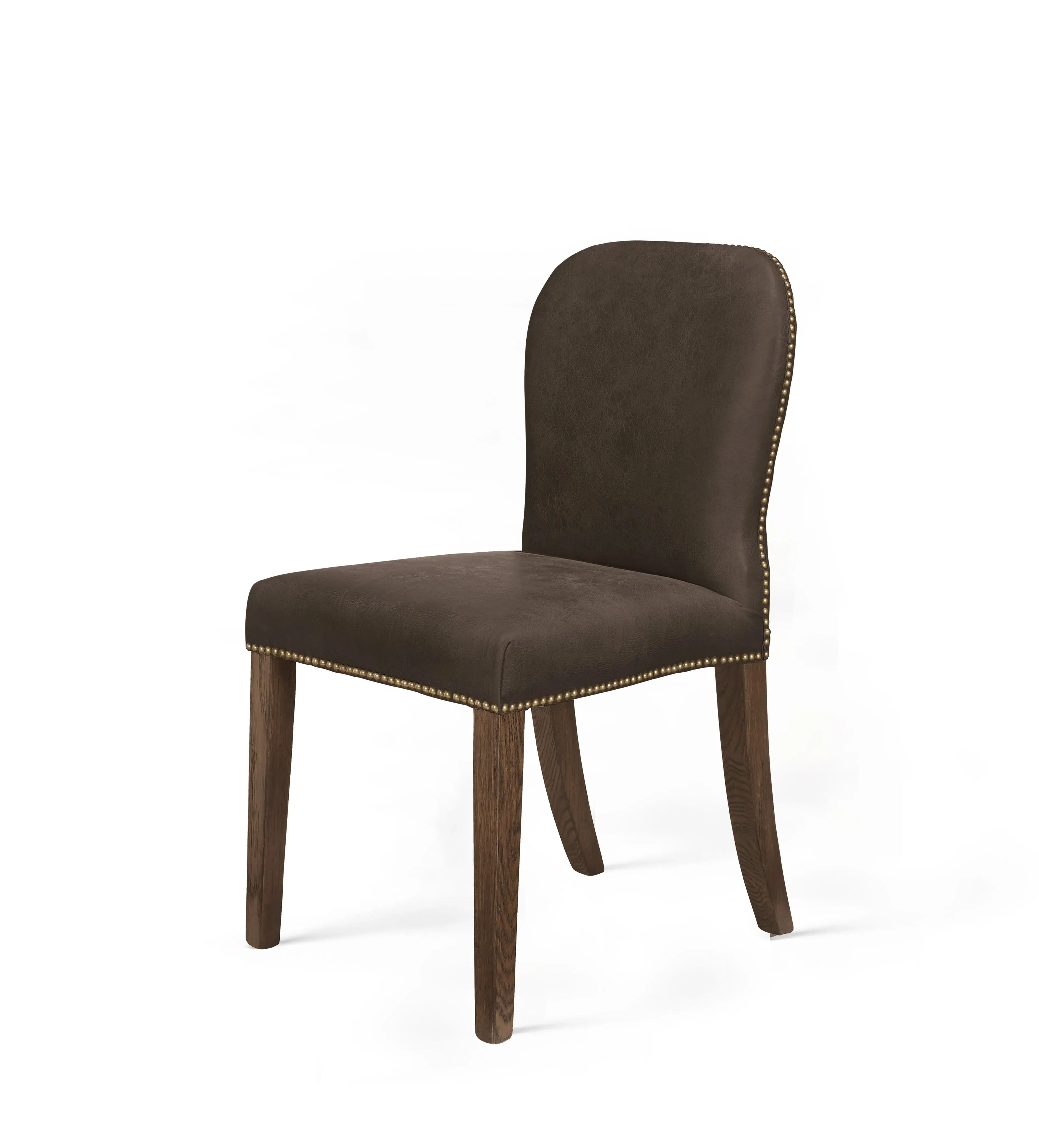 Stafford Set of 6 Dining Chairs - Aged Truffle, Leather by OKA