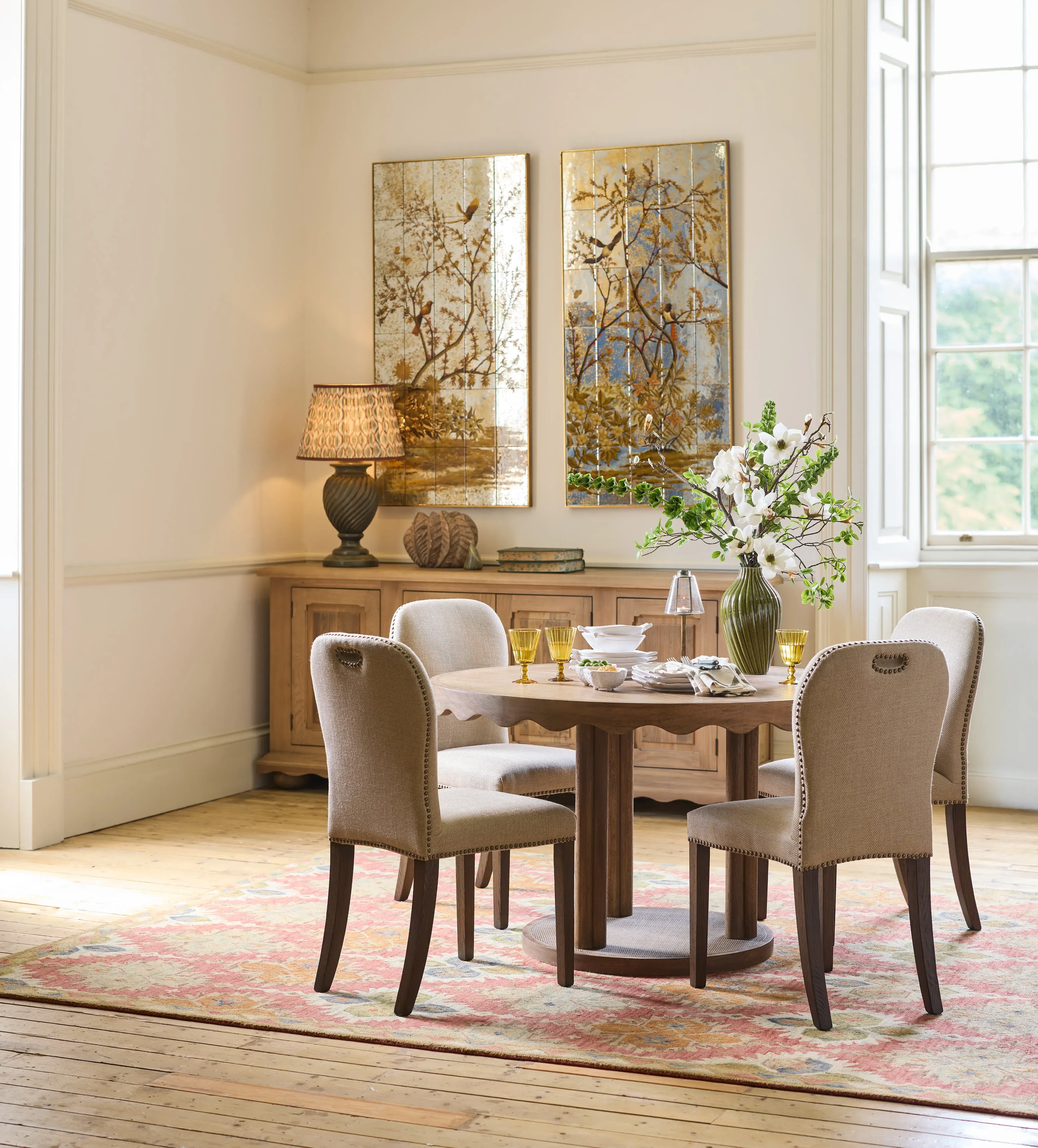 Stafford Set of Four Dining Chairs - Wild Oats Wide Herringbone, Linen alternate view