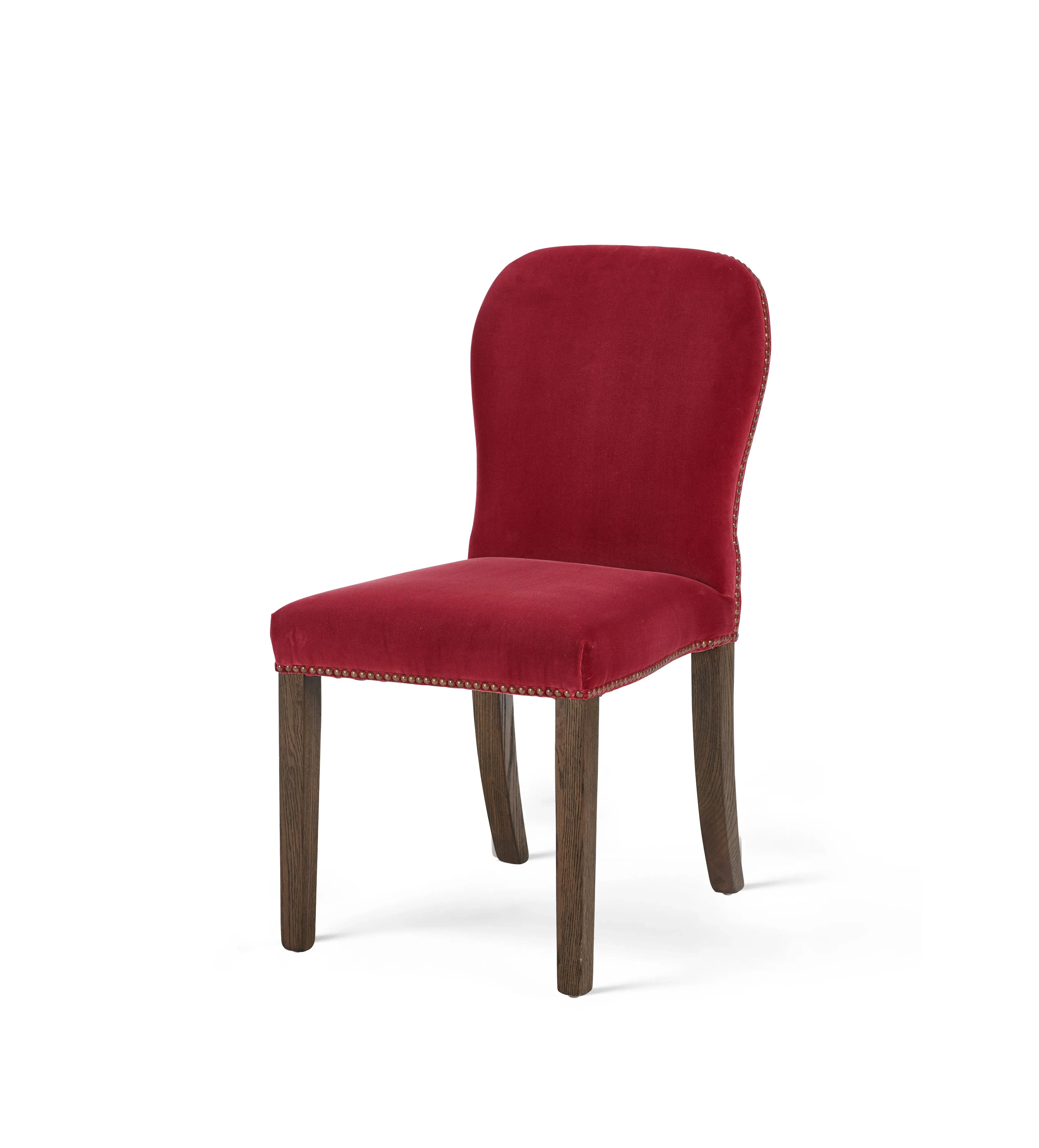 Stafford Set of Six Dining Chairs - Blood Orange, Velvet by OKA