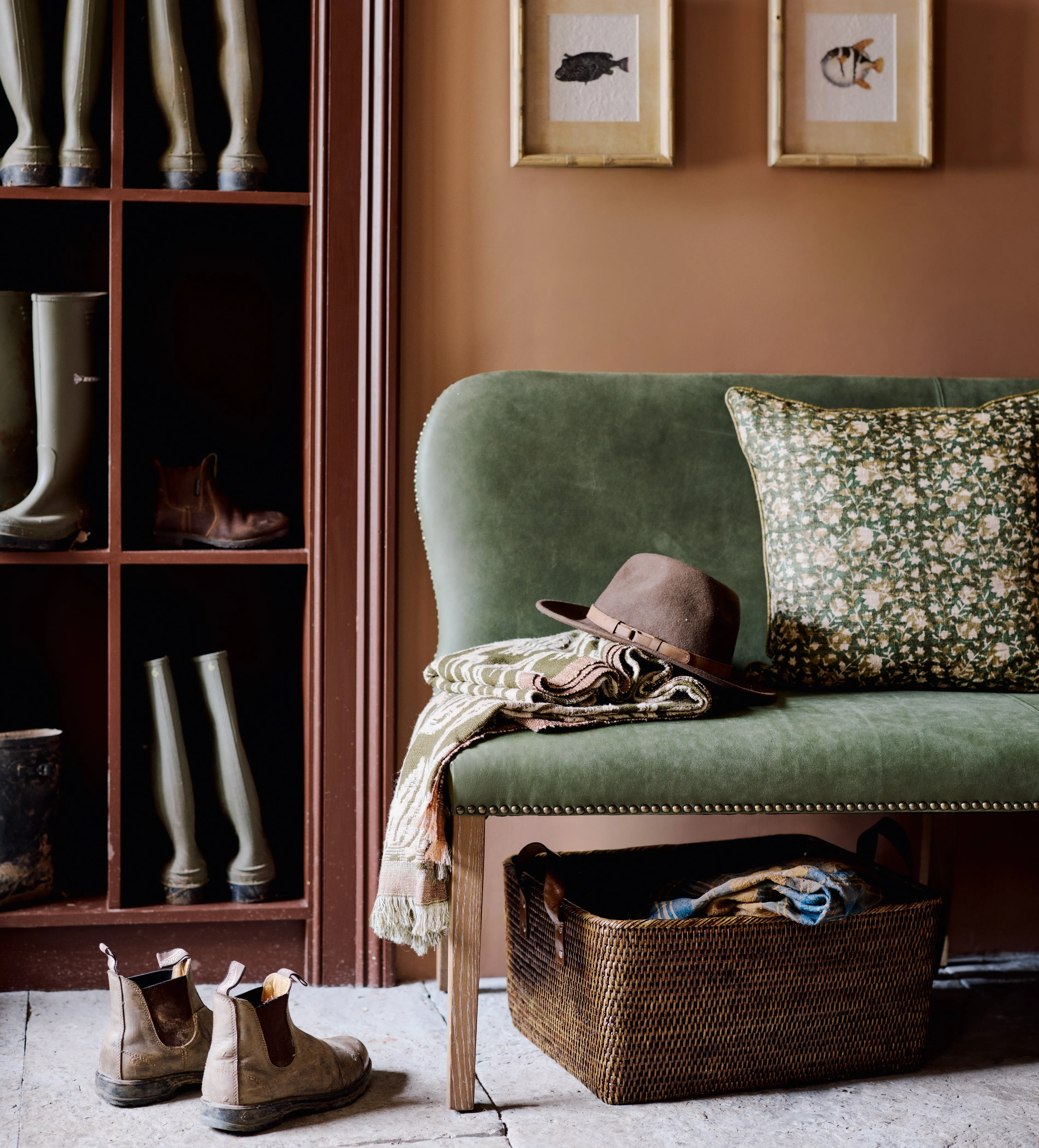 Stafford Upholstered Bench - Green, Leather product