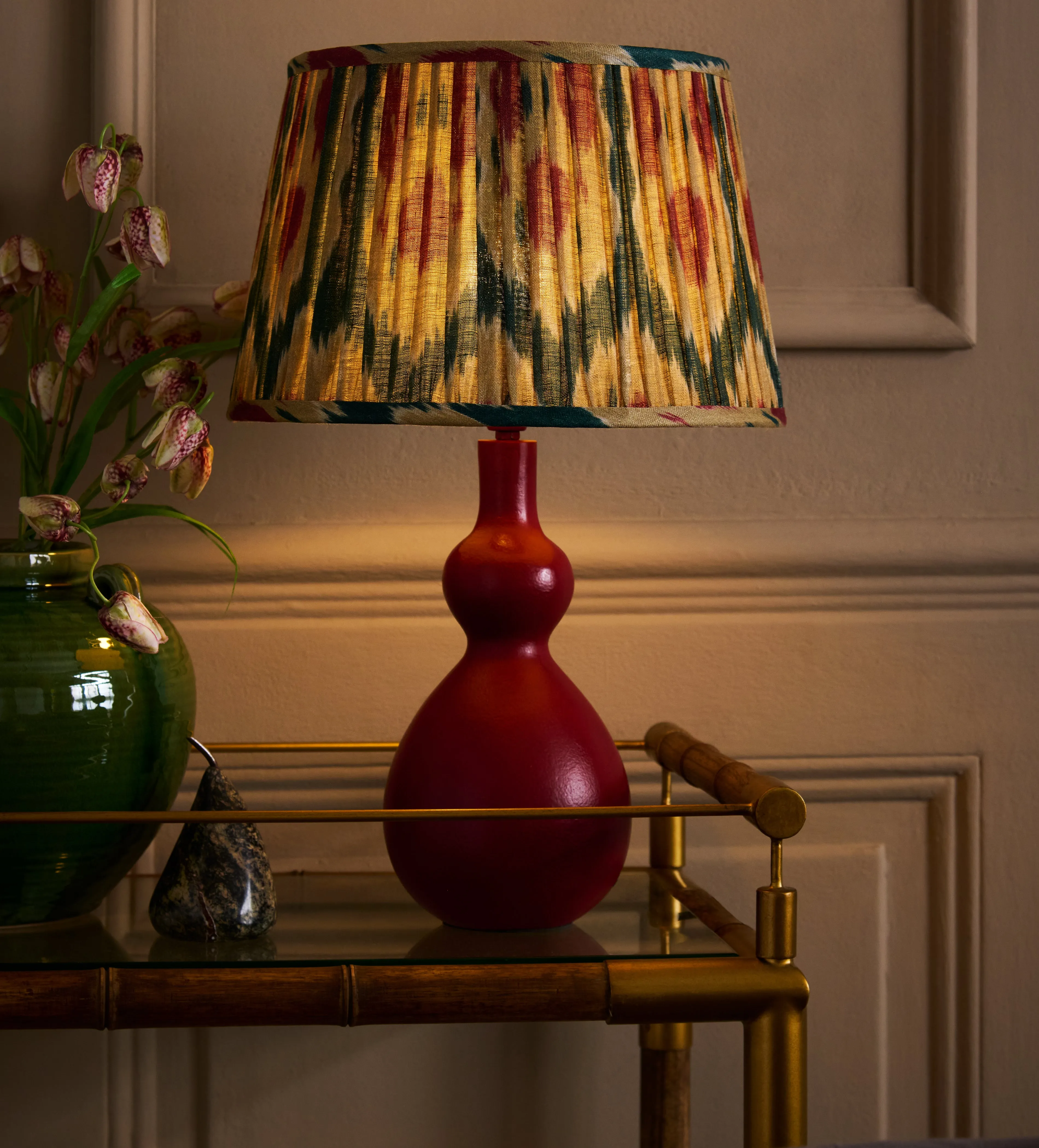 Clarus Table Lamp Base - Red, Metal by OKA