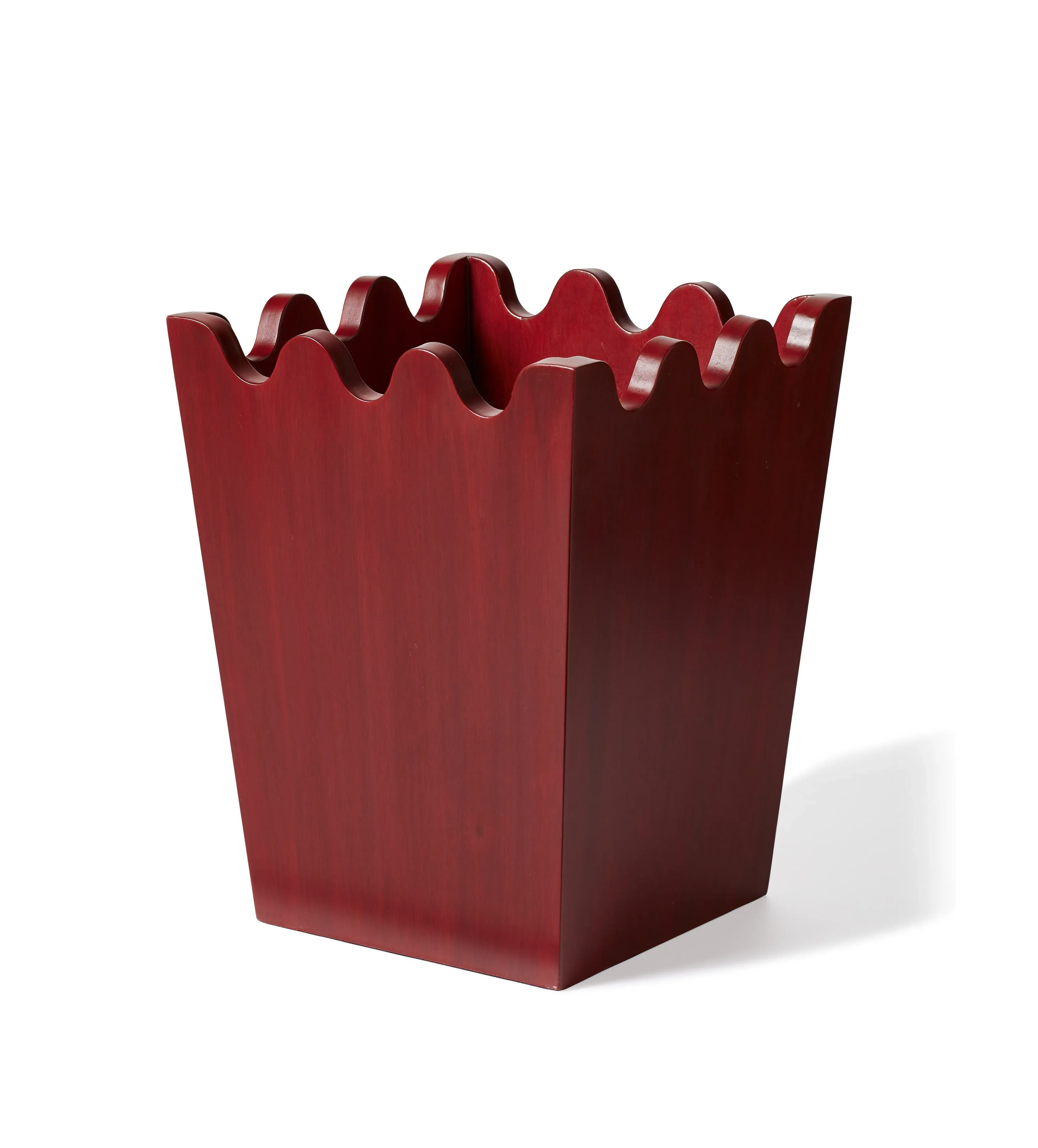 Talasa Wastepaper Bin - Brushed Red, Wood by OKA, alternate view