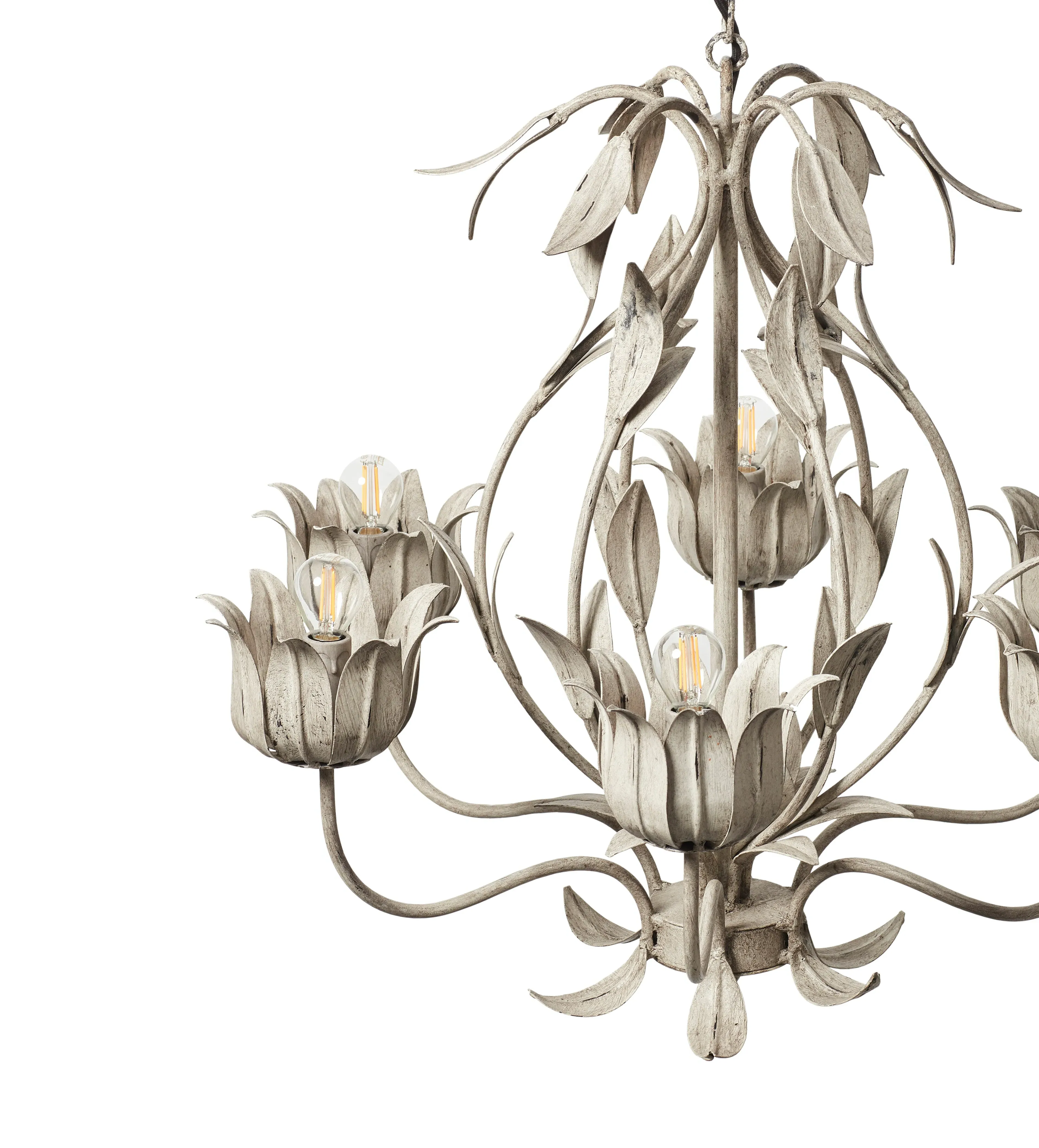 Thalia Floral Chandelier - Distressed Vellum, Iron product