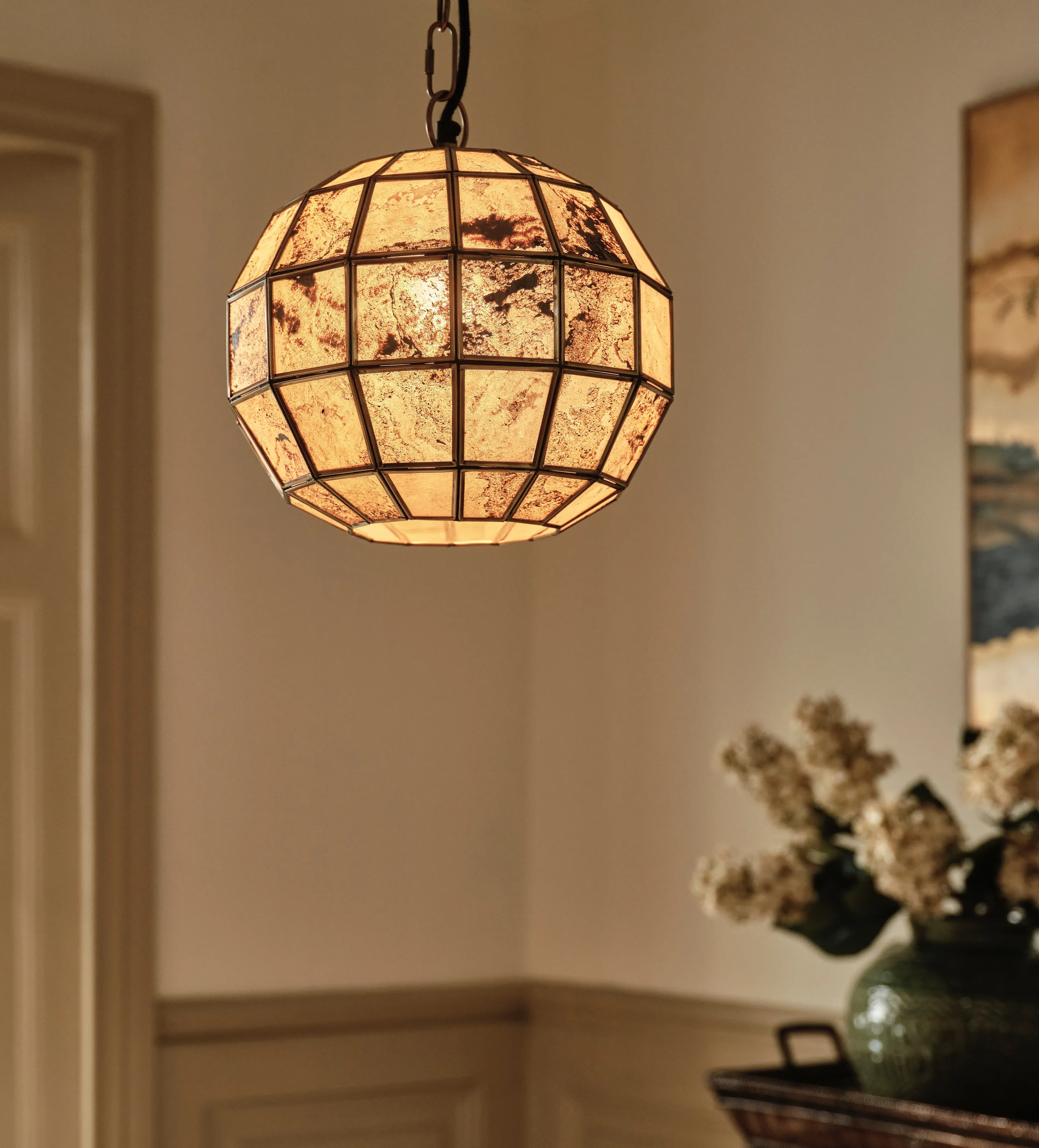 Torsten Stone Globe Small Pendant Lamp - Natural by OKA