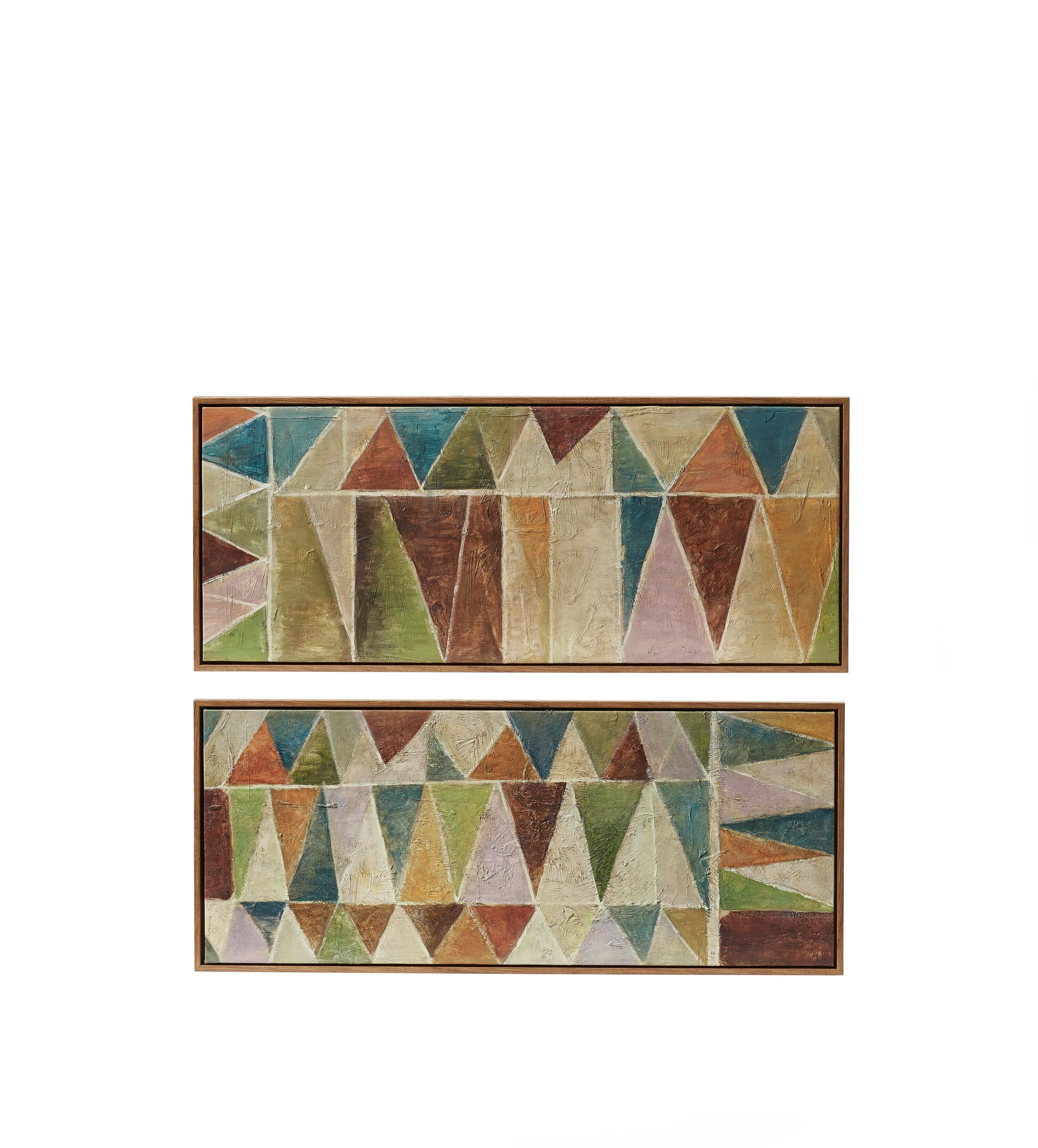 Trigono Hand-Painted Wall Art Pair - Multi product
