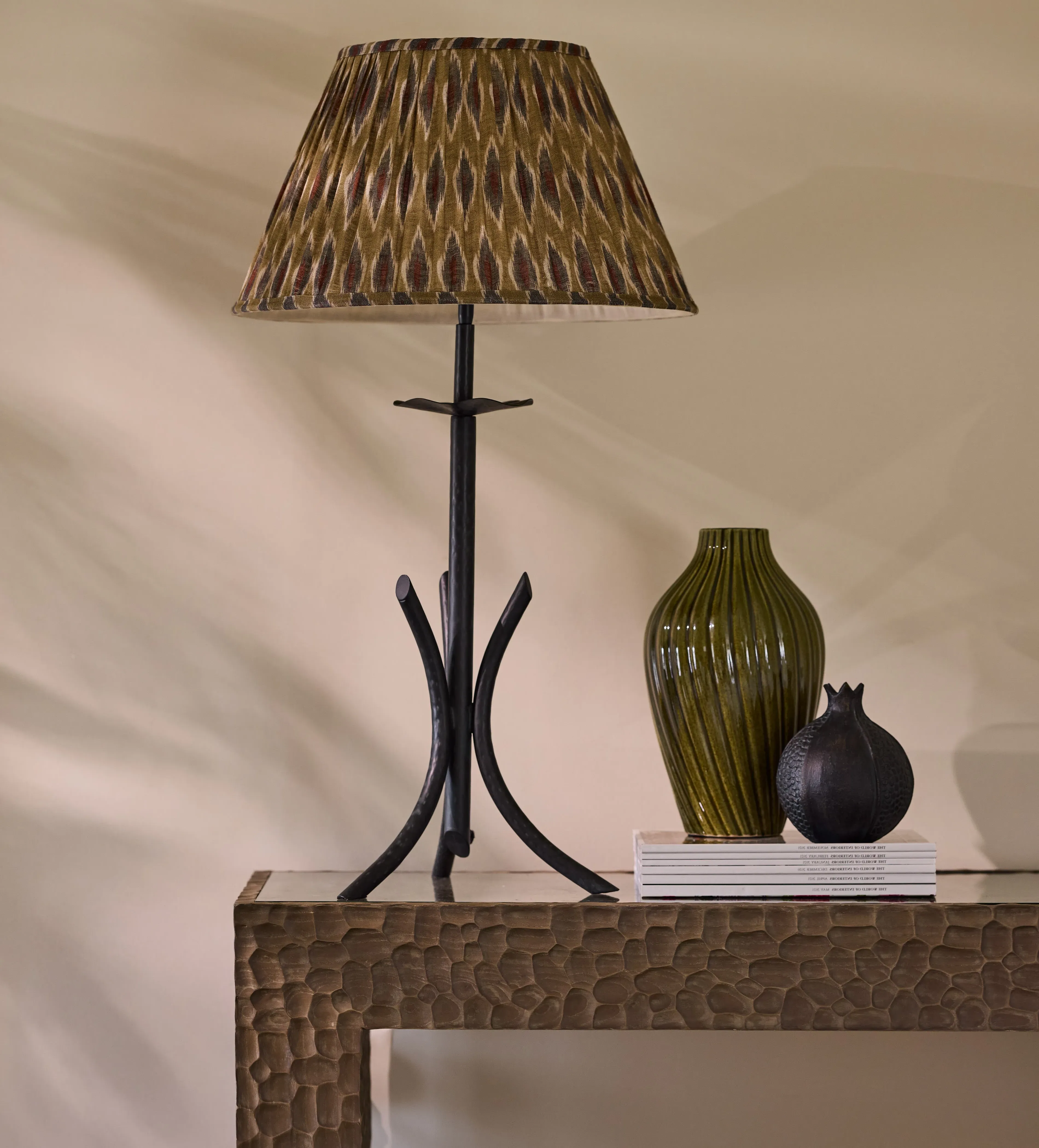 Triluna Three-Legged Table Lamp Base - Verdigris, Metal product