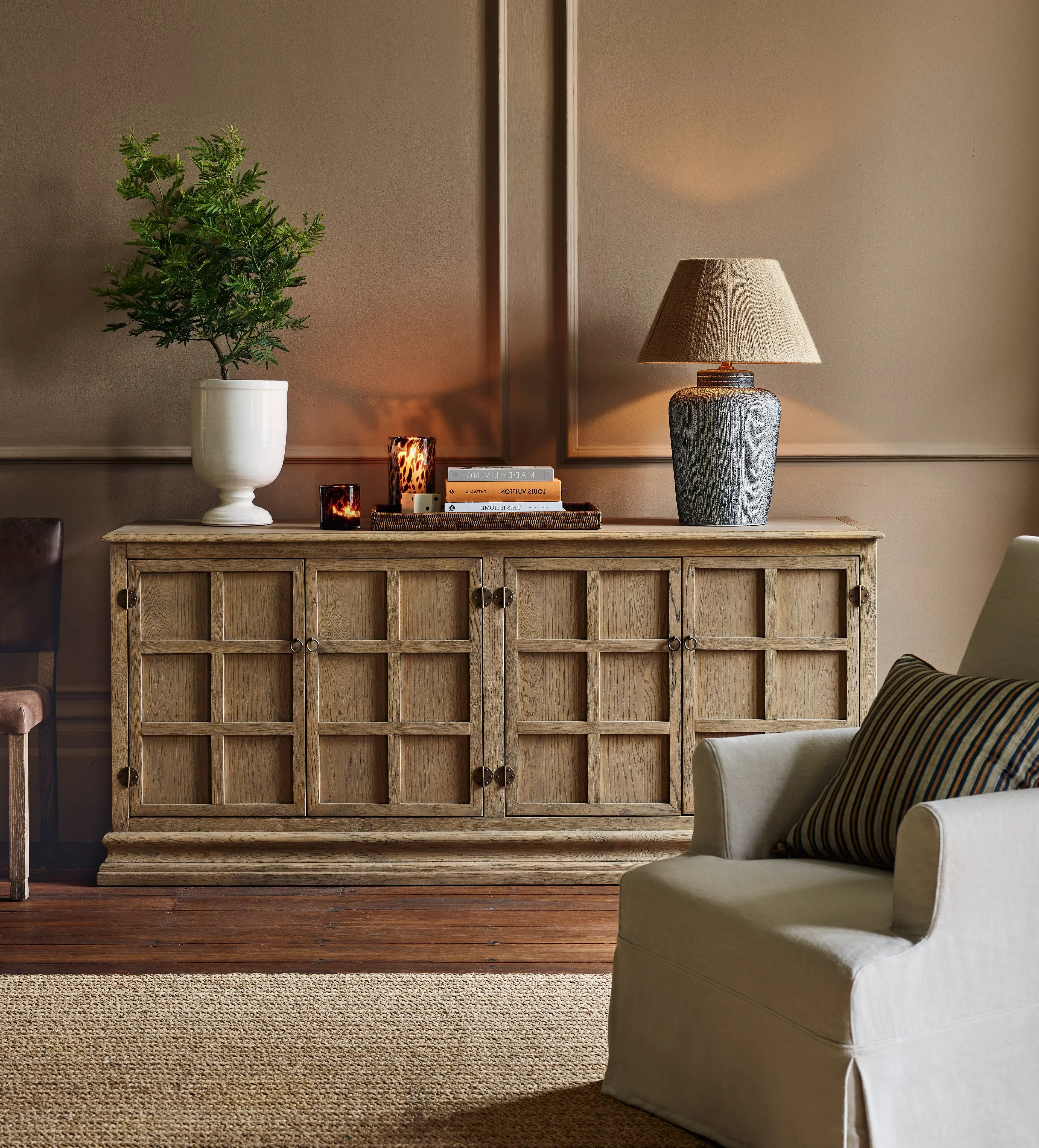 Turnus Sideboard with Brass Hinges - Weathered Oak product