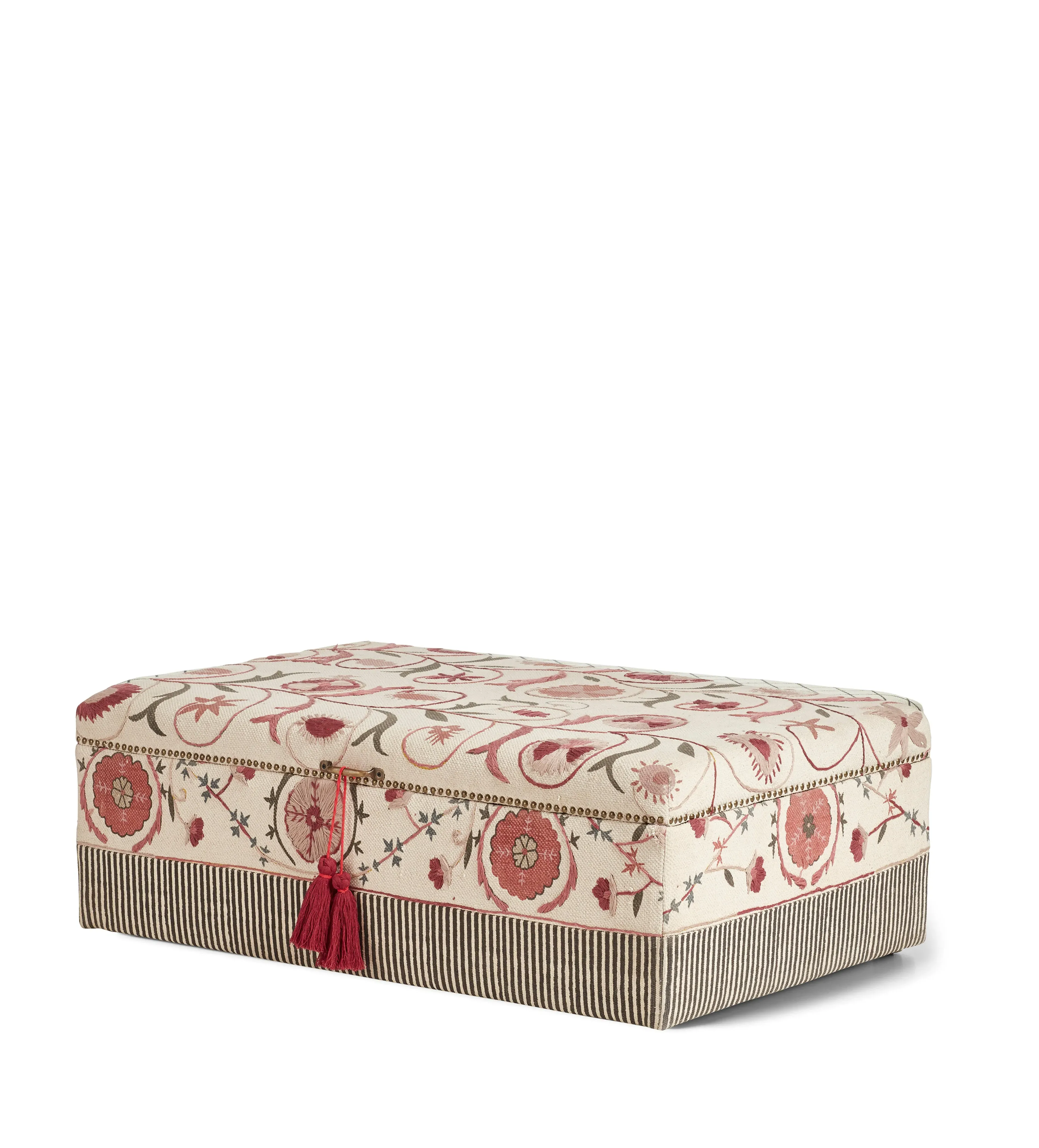 Sheki Upholstered Storage Ottoman - Charcoal/Venetian Red alternate view