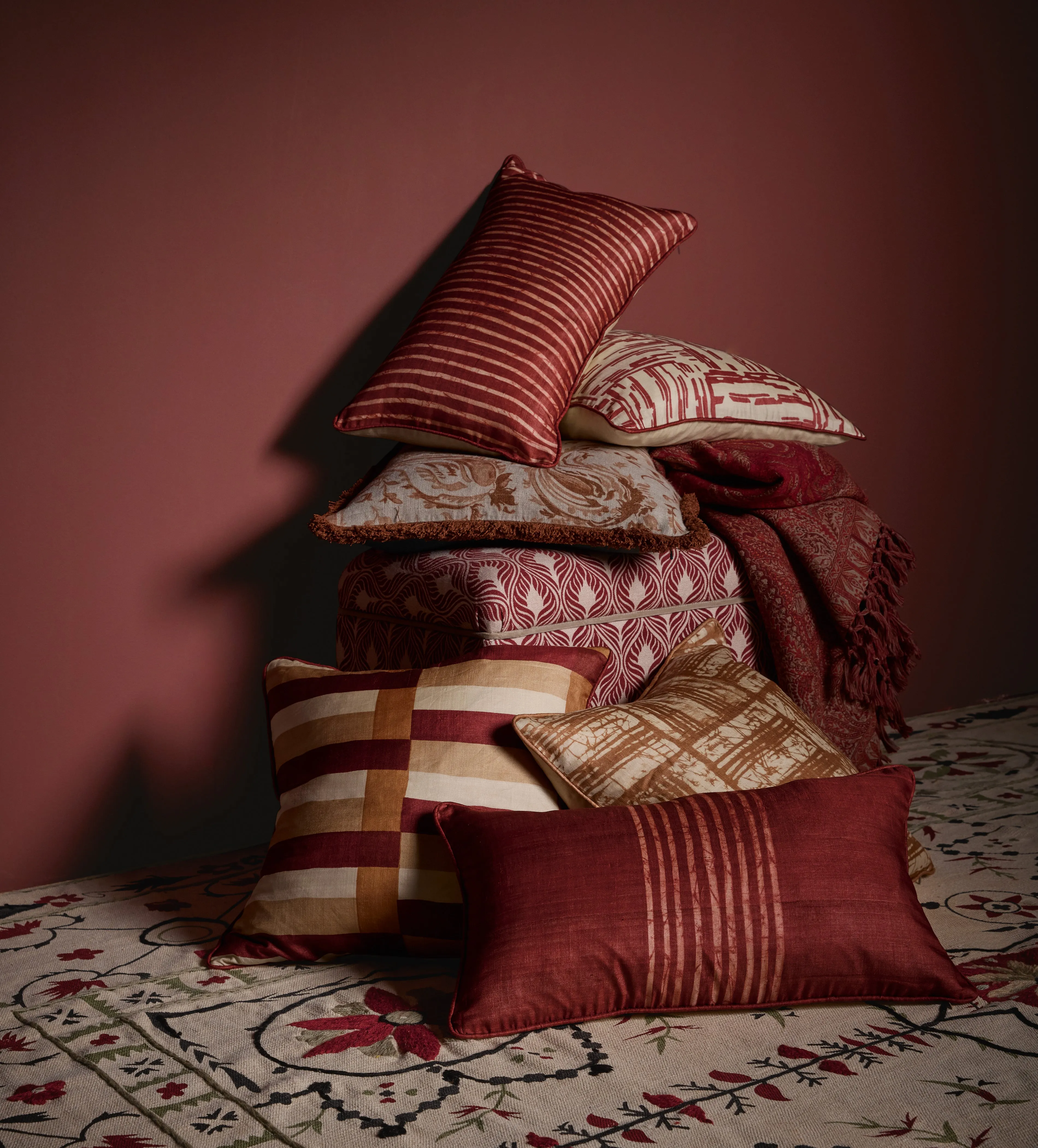 Upholstered Storage Trunk - Red Garnet, Linen product