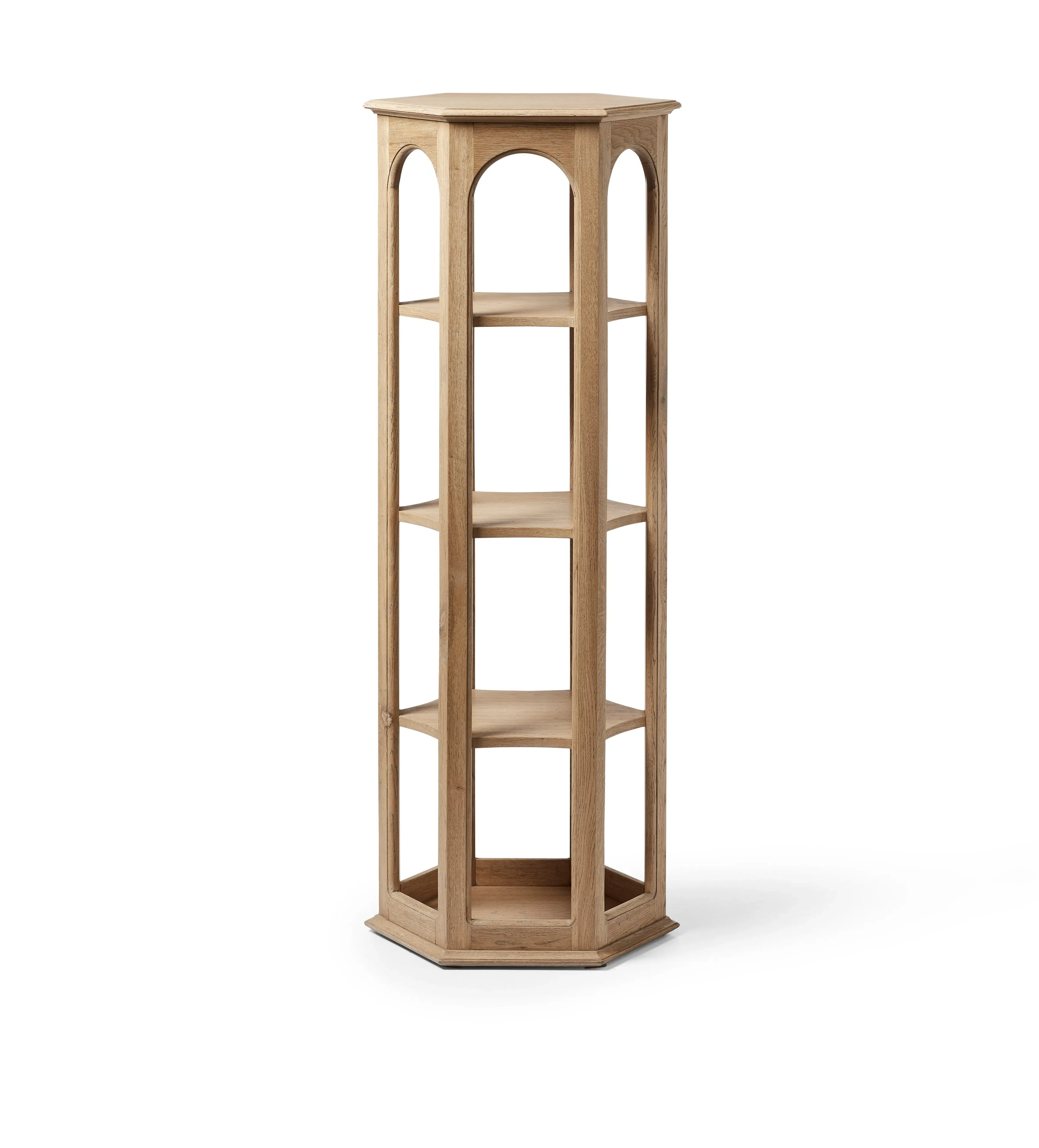 Voussoir Hexagon Bookcase - Weathered Oak alternate view