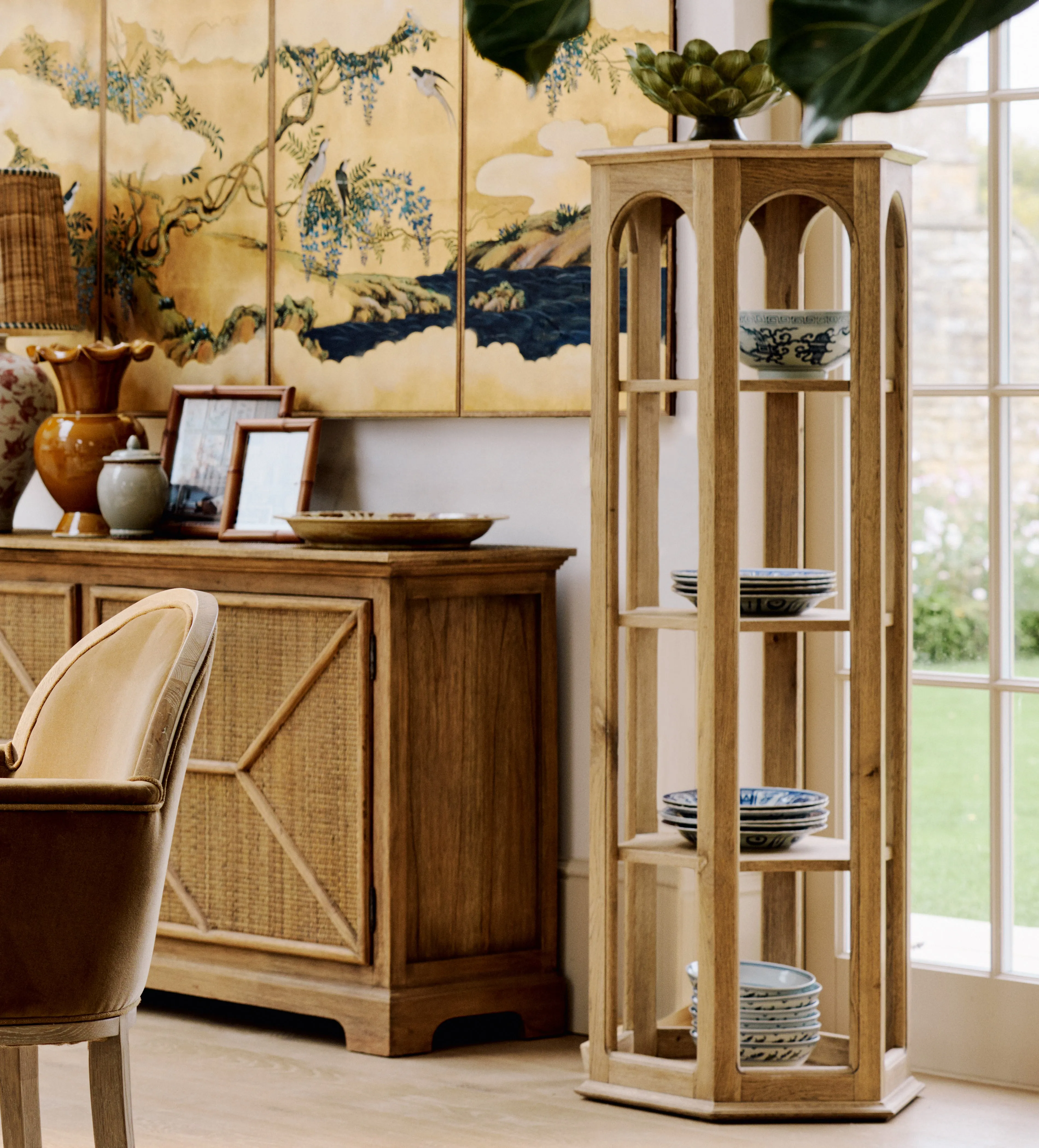 Voussoir Hexagon Bookcase - Weathered Oak product