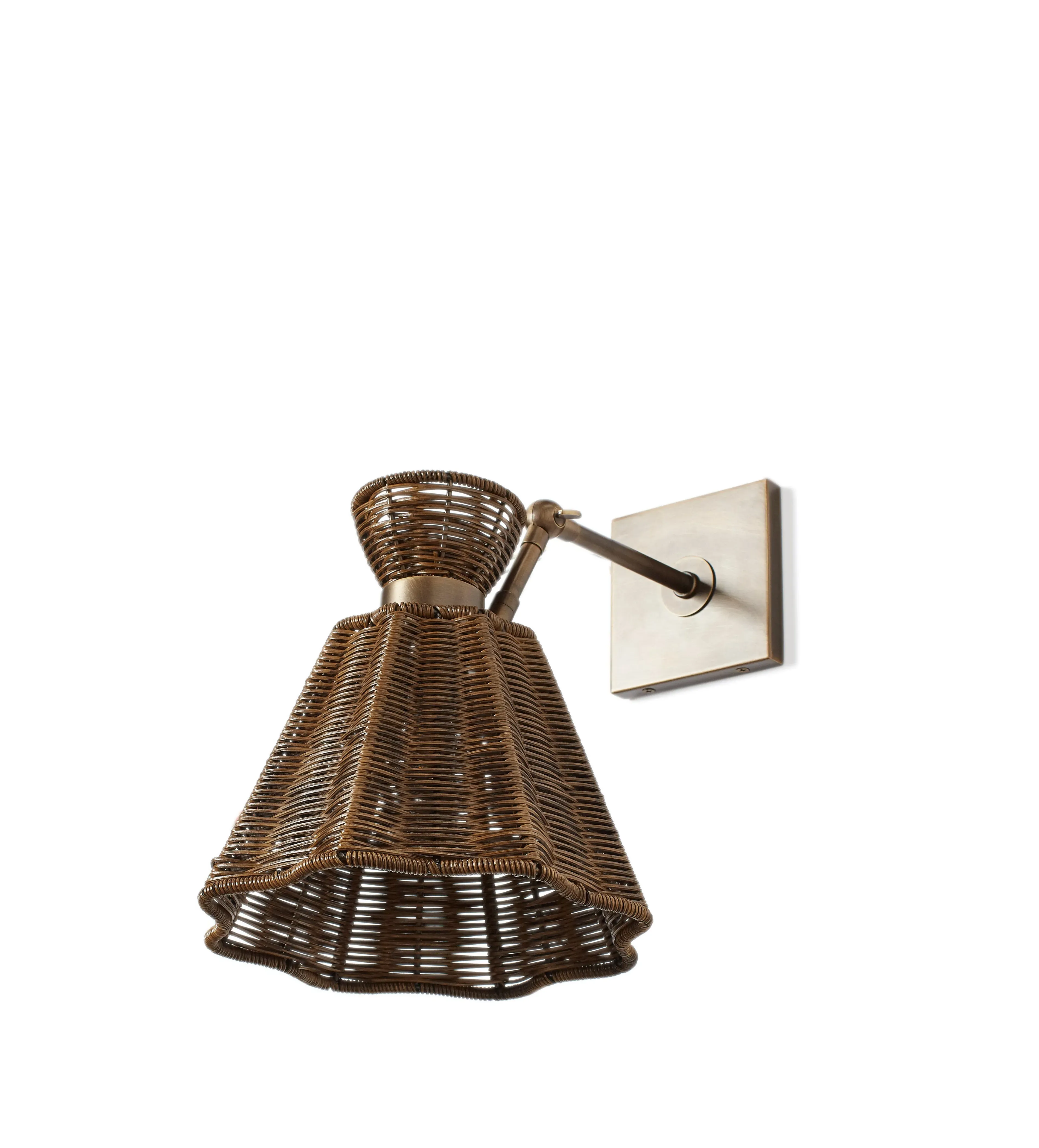 Wall Lamp with Adjustable Arm - Brass, Rattan by OKA, alternate view