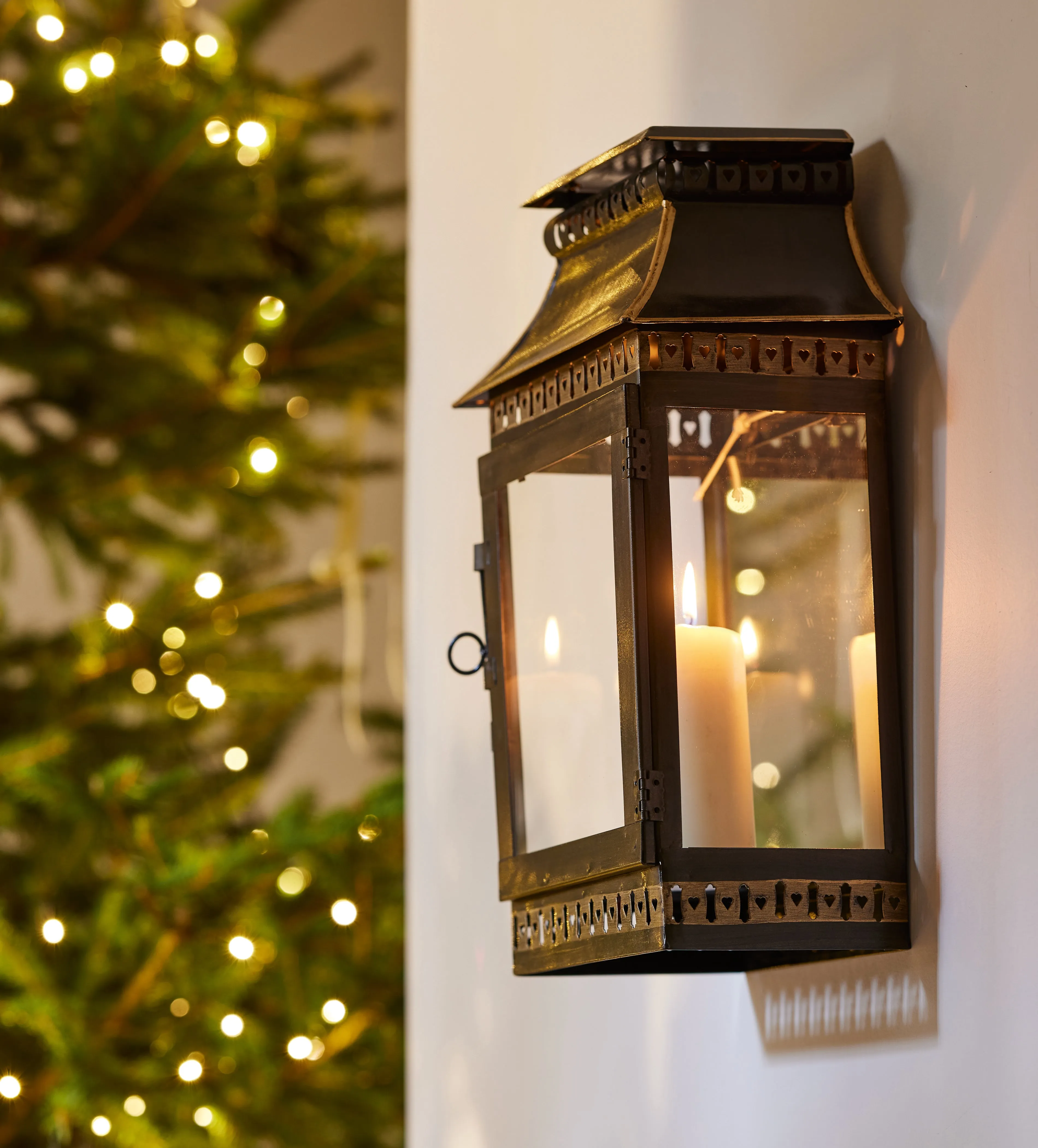 Wall Lantern Candle Holder - Brown, Metal product