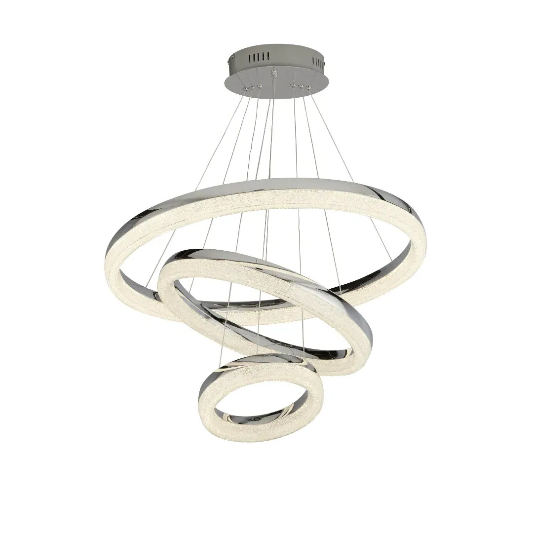 3 Ring LED Pendant Light - Chrome, Crystal product